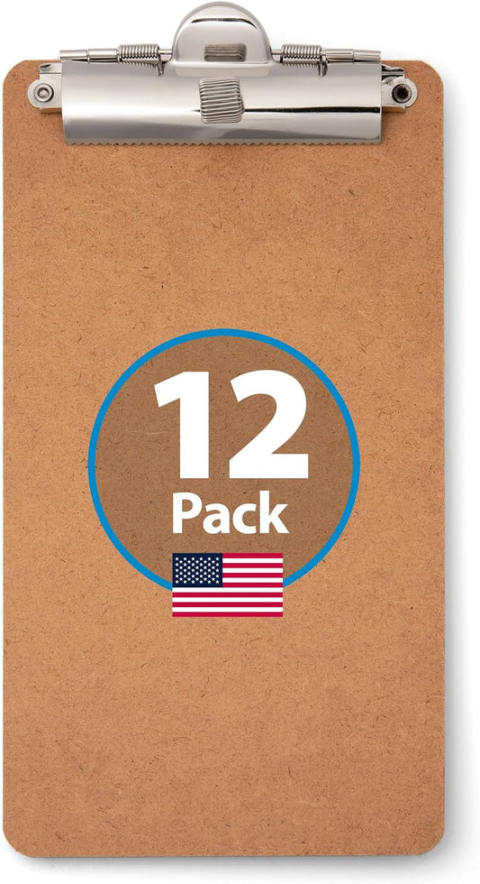 Officemate 5" x 9" Clipboard for Receipts, Low Profile Metal Clip & Pen Holder on Top, Memo Size for Restaurants, Hotels, Food Trucks, Bars, Schools, and Other Venues, 12 Clipboards (83156)