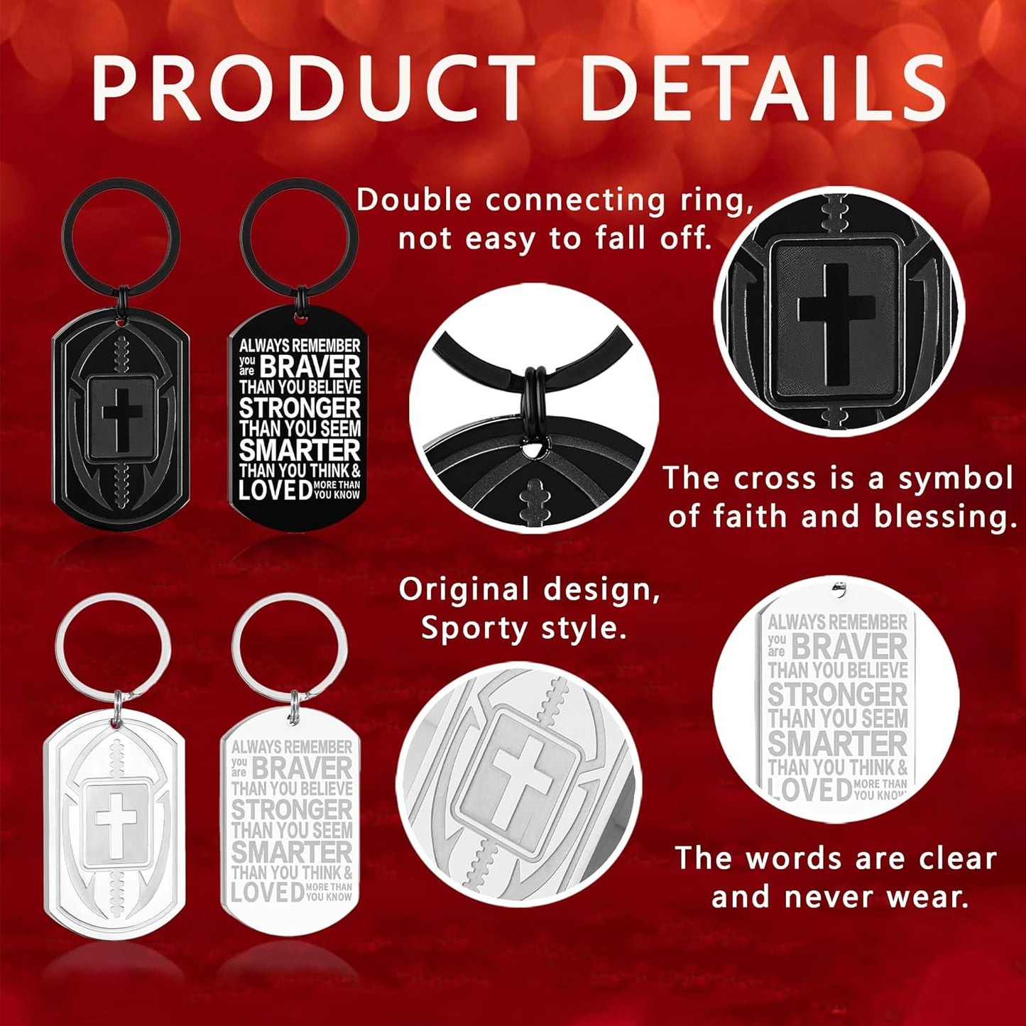 Football/Baseball/Soccer/Basketball Keychain for Men First Communion Baptism Confirmation Mens Gifts