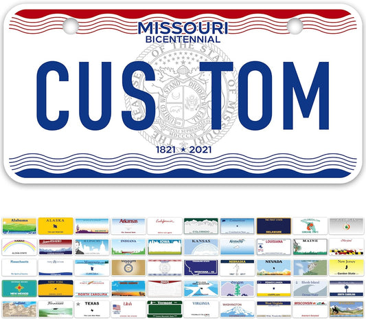 Mini License Plates, Personalized License Plates, Custom for Car, Bikes, ATV, Kids Car, Golf Cart, Jeep, 2x4 Inch, Rust-Free Fade Resistant Aluminum, USA Made by My Sign Center (Missouri)