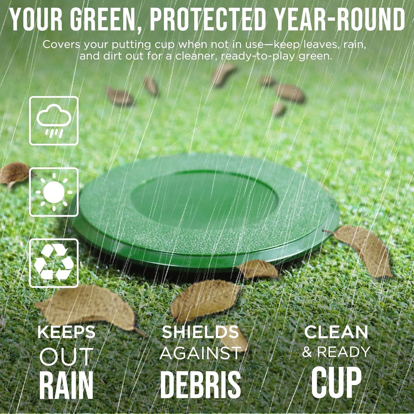 KINGTOP Golf Hole Cup Cover – Fits Standard 4.25" Aluminum & Plastic Golf Cups – Convert Backyard Practice Putting Green to Multi-Use Space