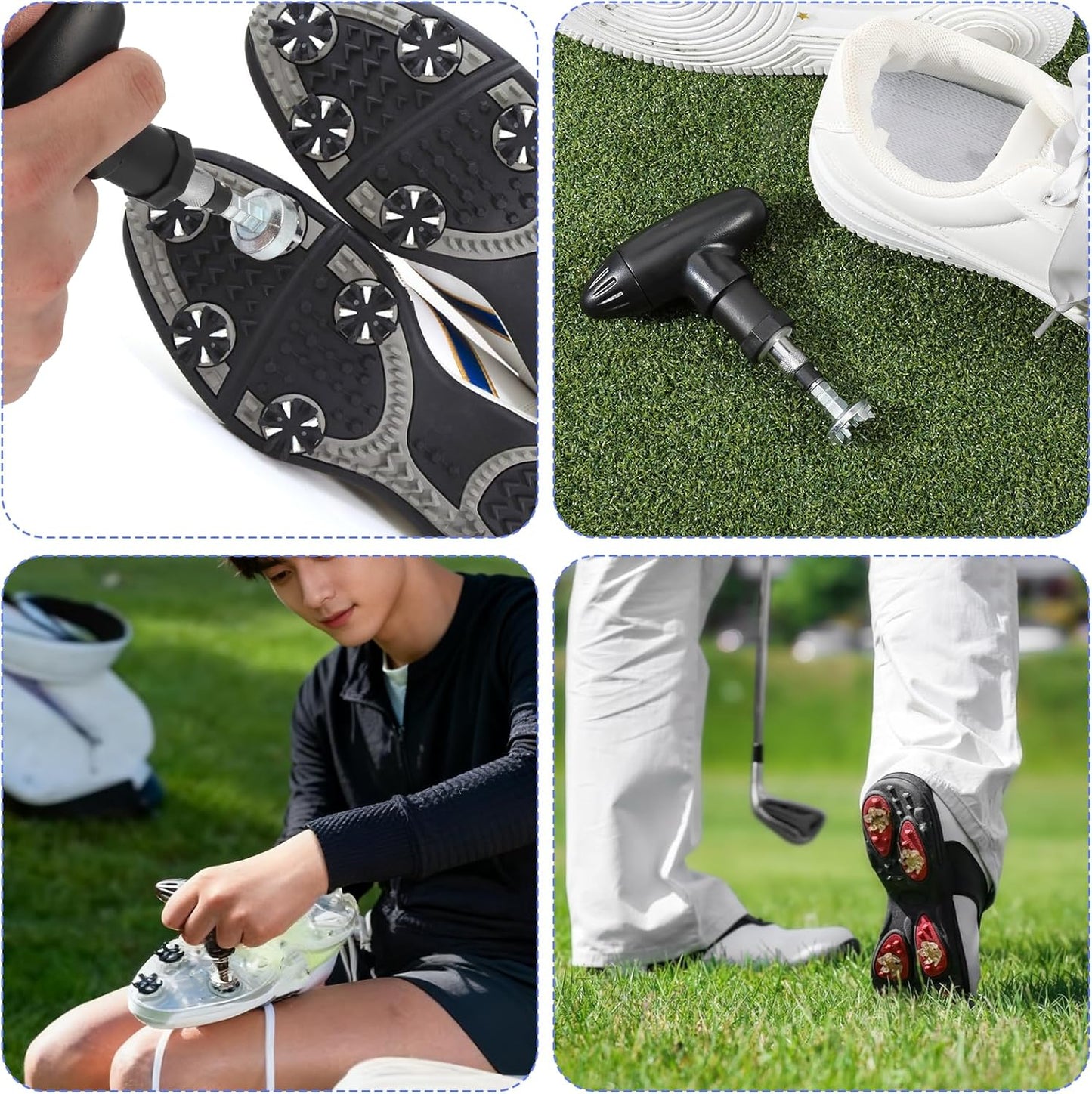 Golf Spike Removal Tool, Golf Spike Wrench Universal Golfs Shoe Spikes Replacements Tool Durable Stainless Steel Cleats Plastic Handle Ripper Replacement Aid