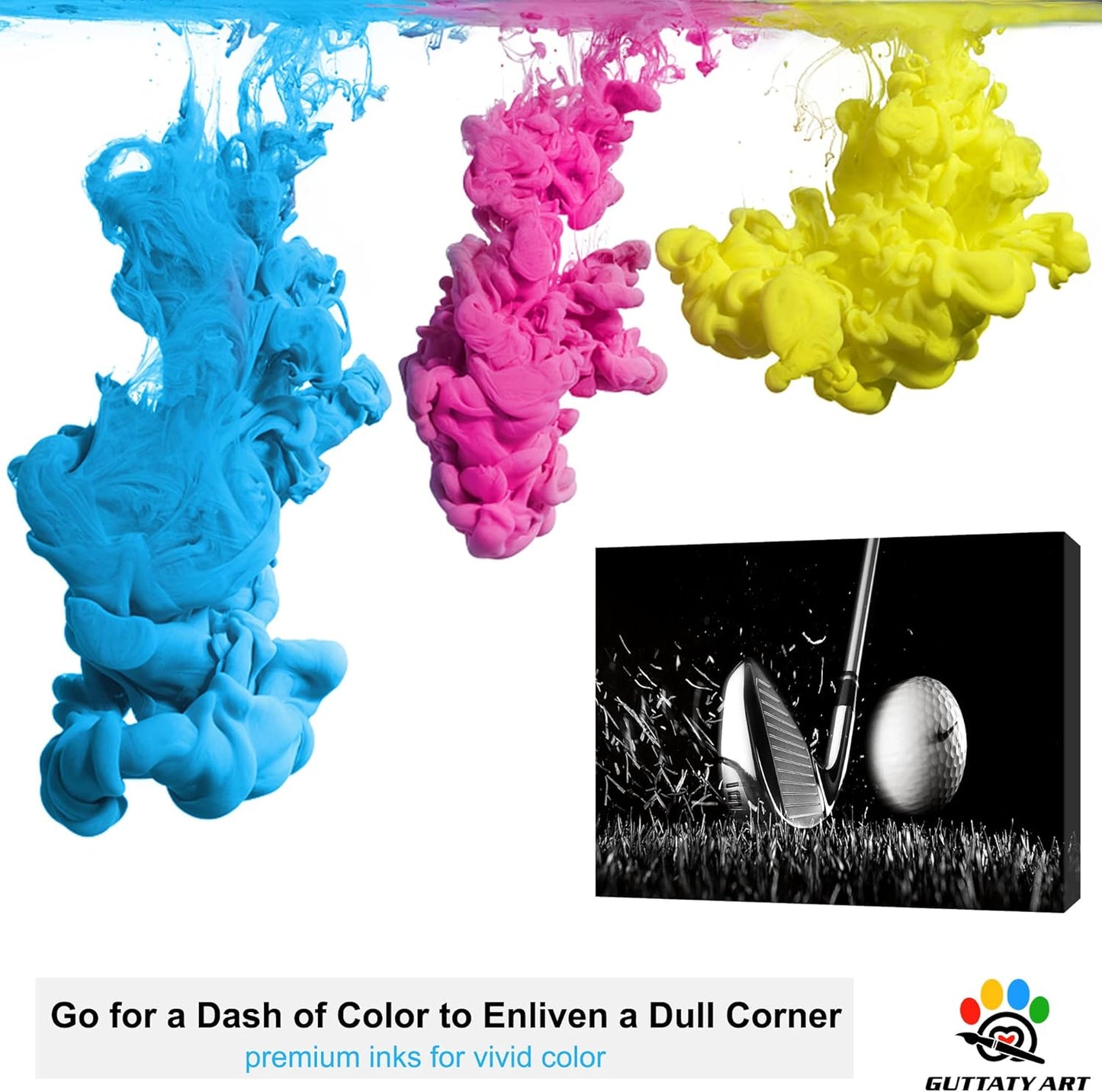 GUTTATY Golf Wall Art, Golf Pictures Posters Canvas Print Wall Decor for Golfer's Man Cave Home Ofice Ready to Hang (28x40 Inches)