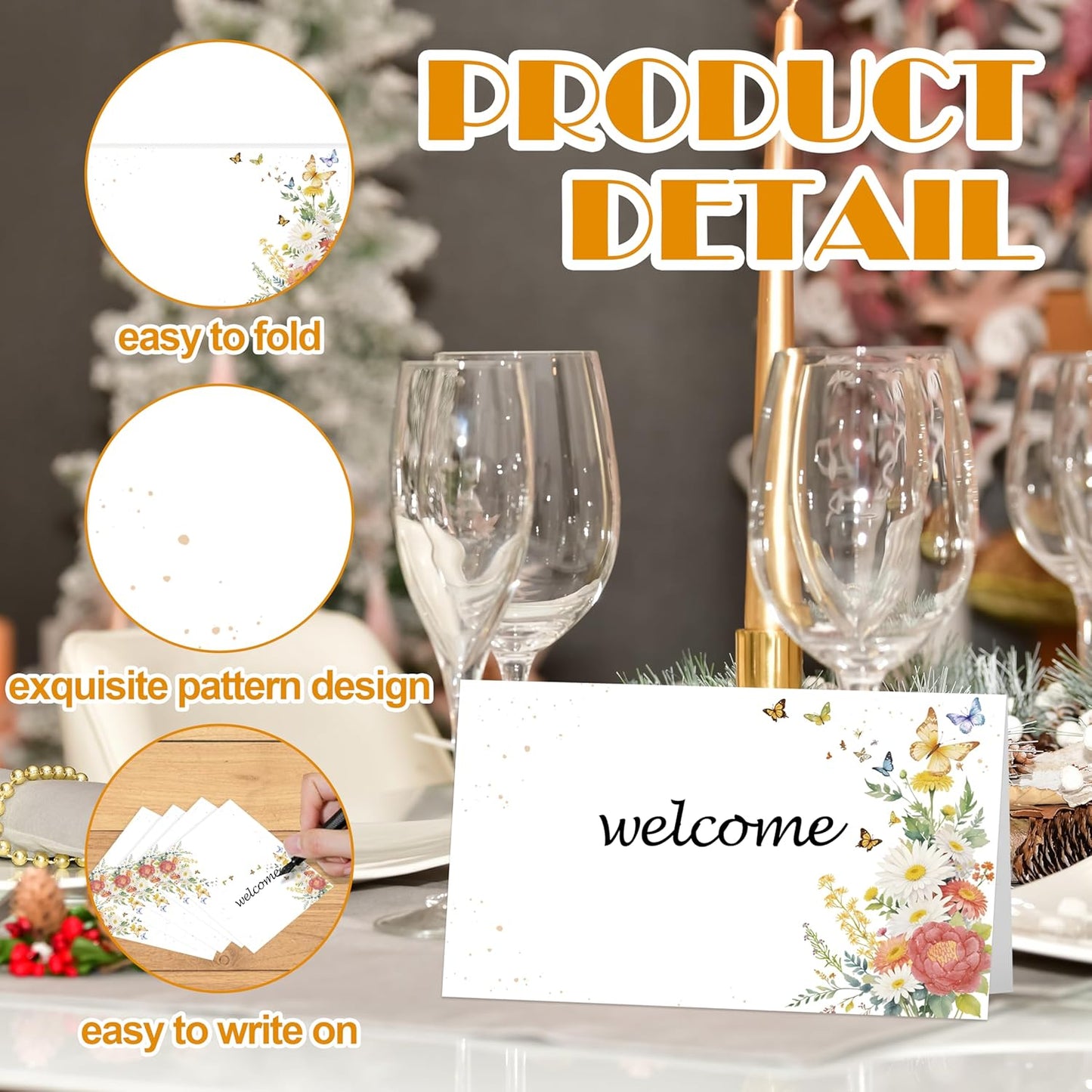 Floral Place Cards, Butterfly Table Place Cards For Table Setting, Name Cards For Birthday Party Wedding Reception Bridal Shower, 25 Cards Included -19