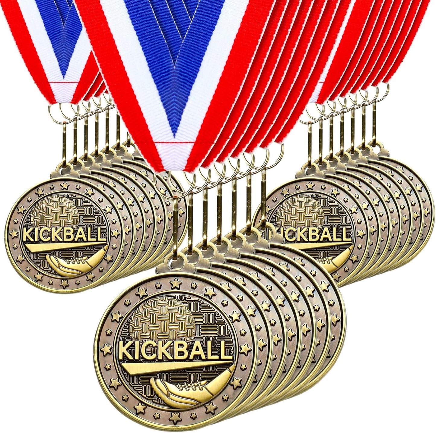 Remuuly 30 Pcs Gold Medals Bulk 2'' Basketball Soccer Baseball Volleyball Football Lacrosse Kickball Cheer Bowling Trophy Medals for Awards for Sports Participation Winner Gift