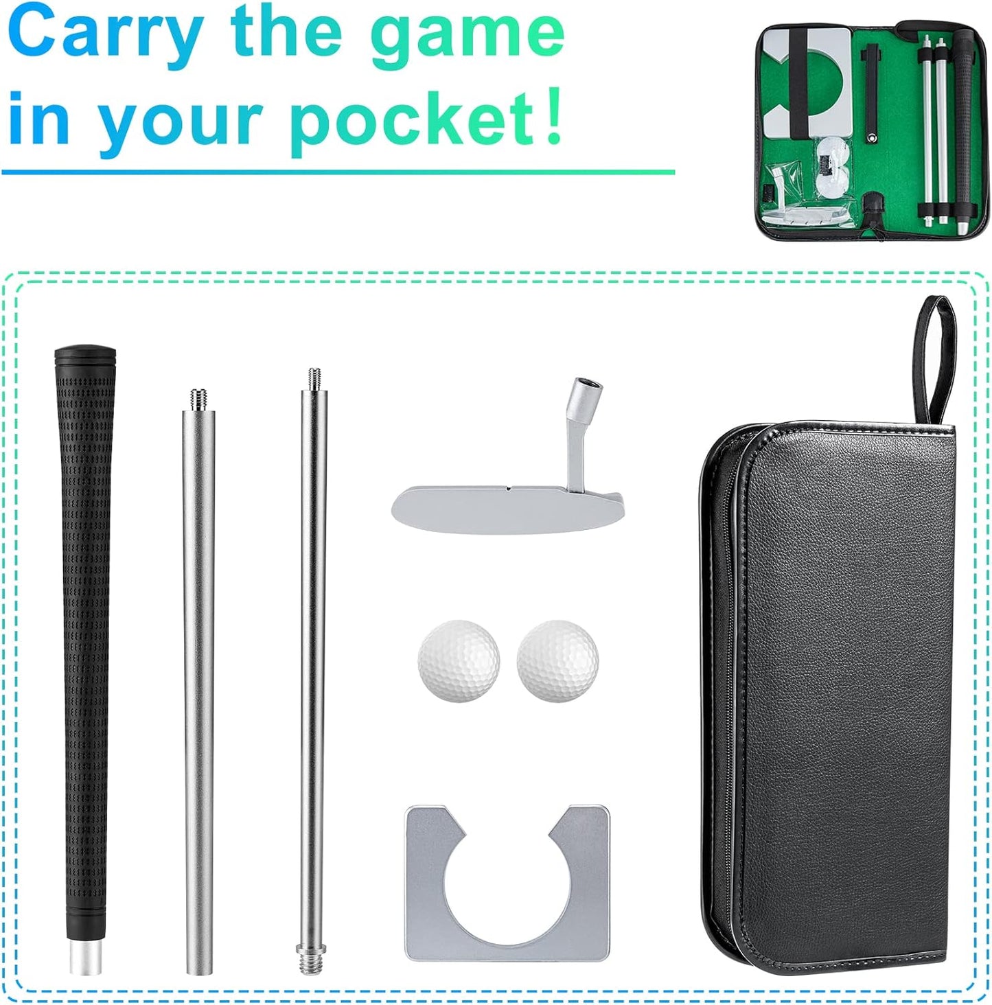 Mini Indoor Putting Green - Potty Putter Game with Putter, Hole Cutter, Putting Cup Office Golf Kit