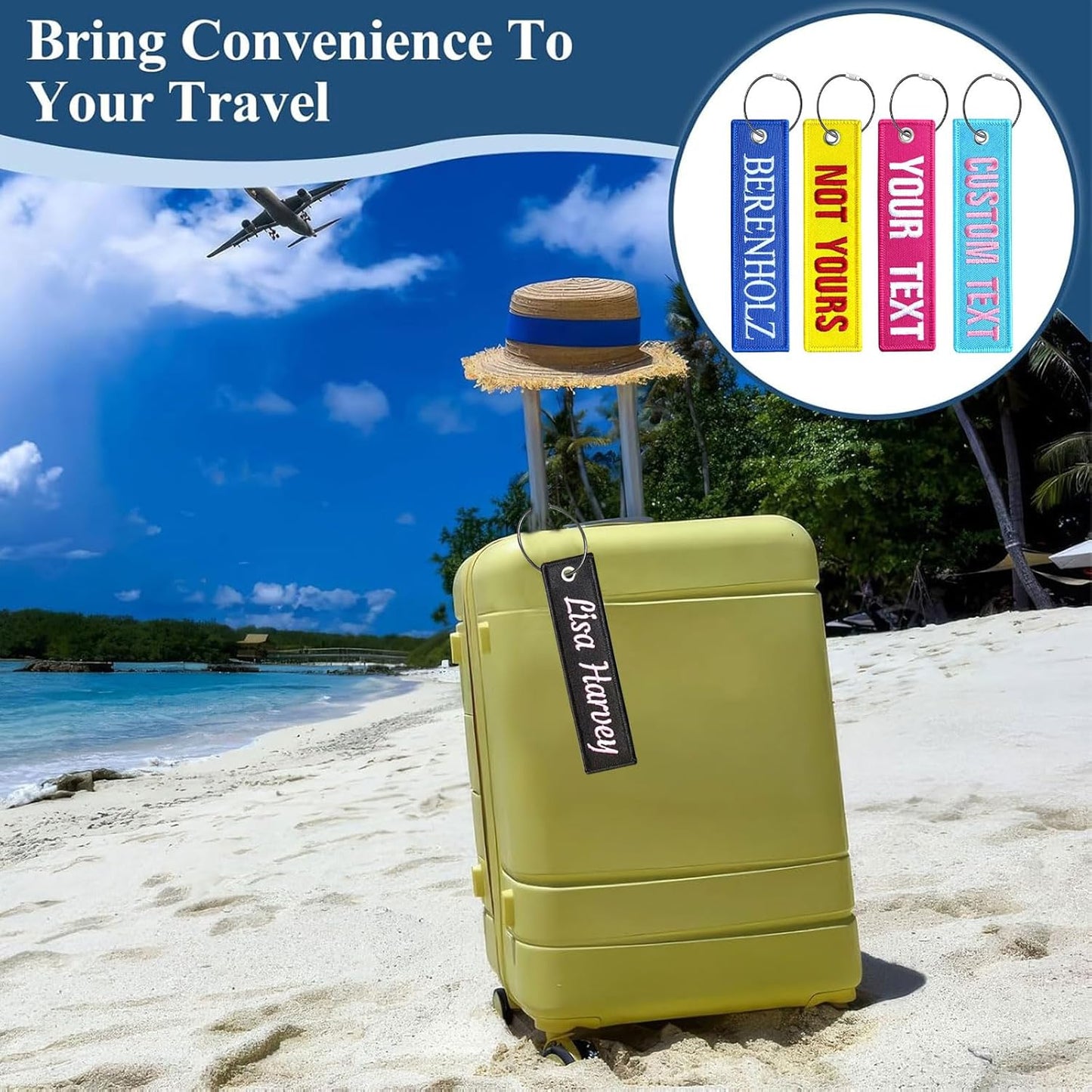 Custom Luggage Tags,1PCS Personalized Embroidered ID Tags for Suitcases & Travel Bags,Travel Suitcases Tags Label with Stainless Steel Loop for Baggage Luggage Bags Keys for Easy Bag Recognition (CO1)