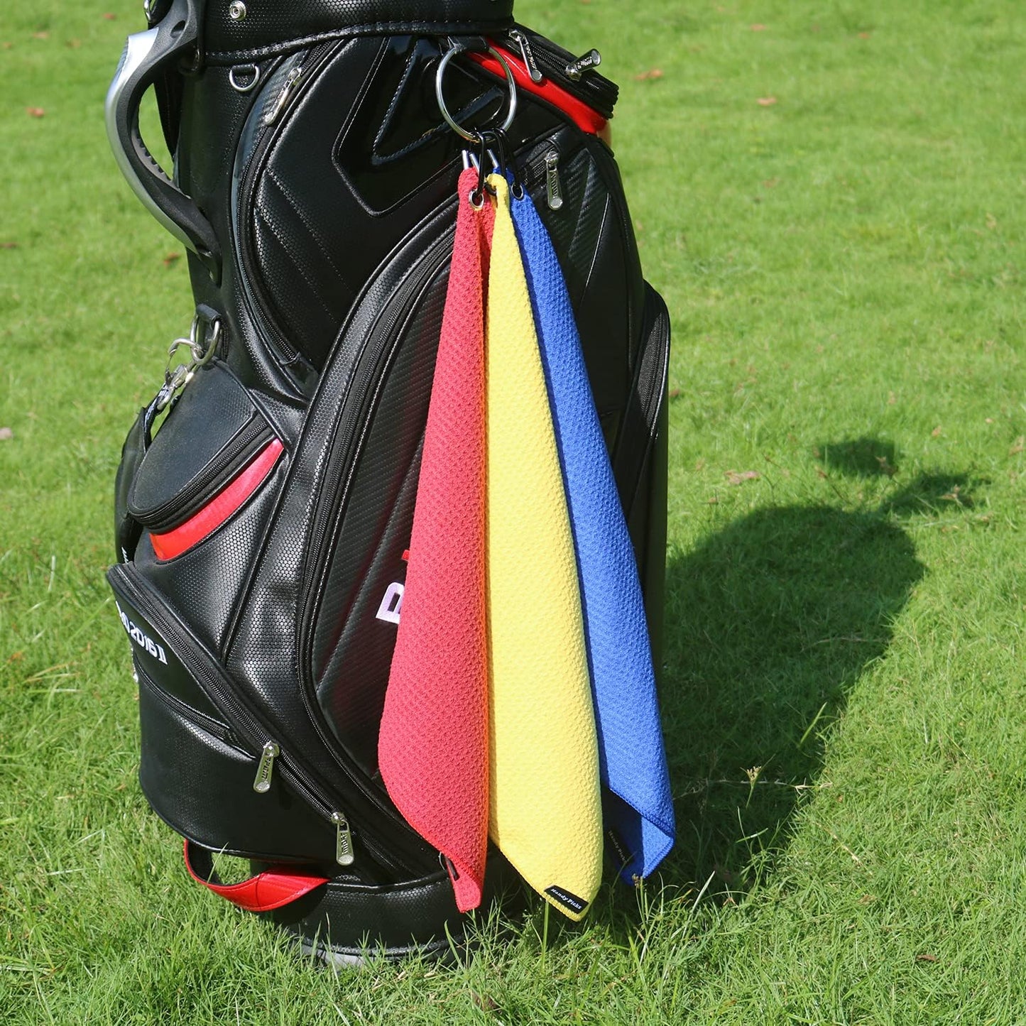 Handy Picks Microfiber Golf Towel (16" X 16") with Carabiner Clip, Waffle Pattern Golf Towel Hook and Loop Fastener - The Convenient Golf Cleaning Towel