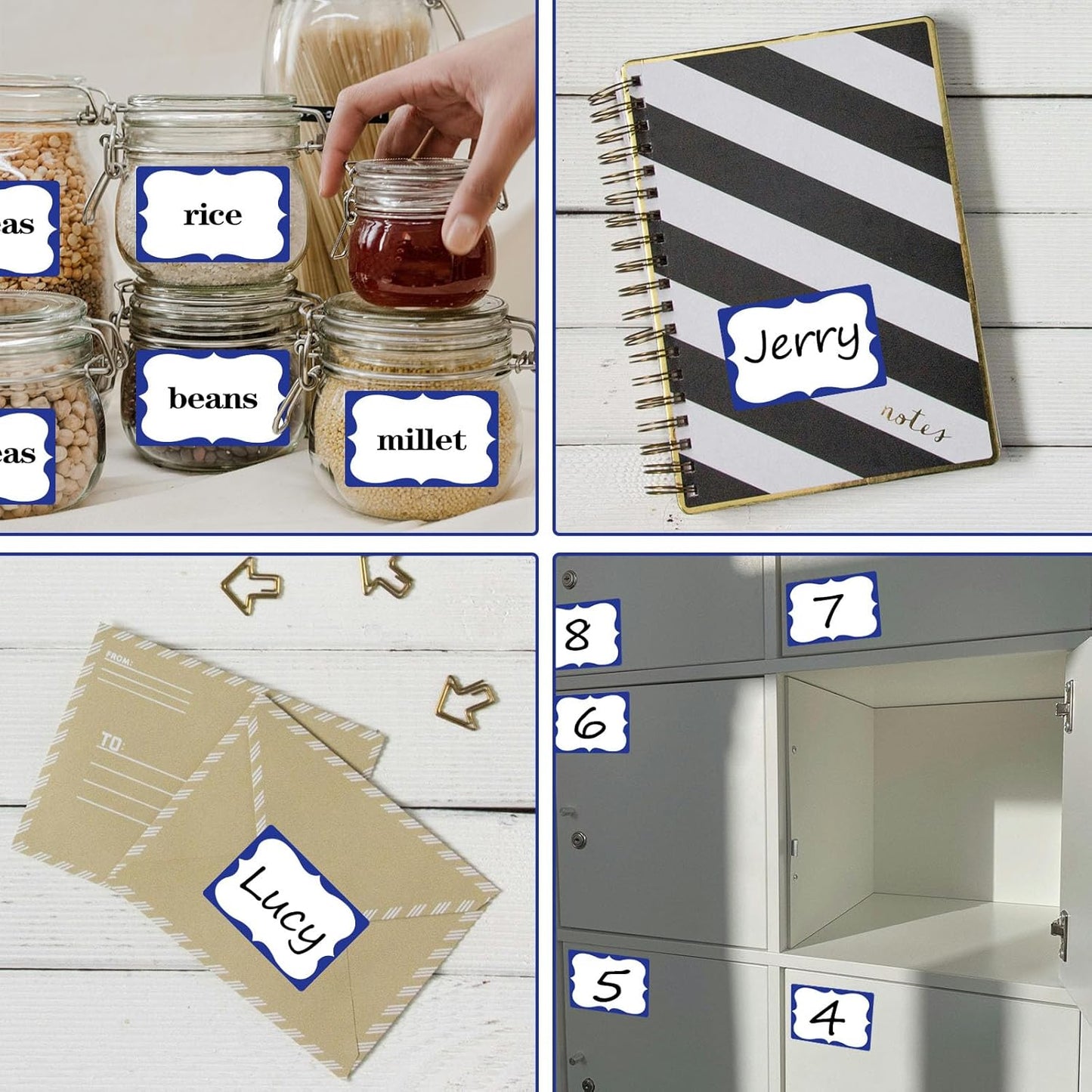 Plain Name Tags Sticker White with Blue Border 3" x 2" Sticky Name Stickers,Nametags 200 Pcs Adhesive Name Tag Labels, Stickers for Clothes,School,Office,Home,Classroom