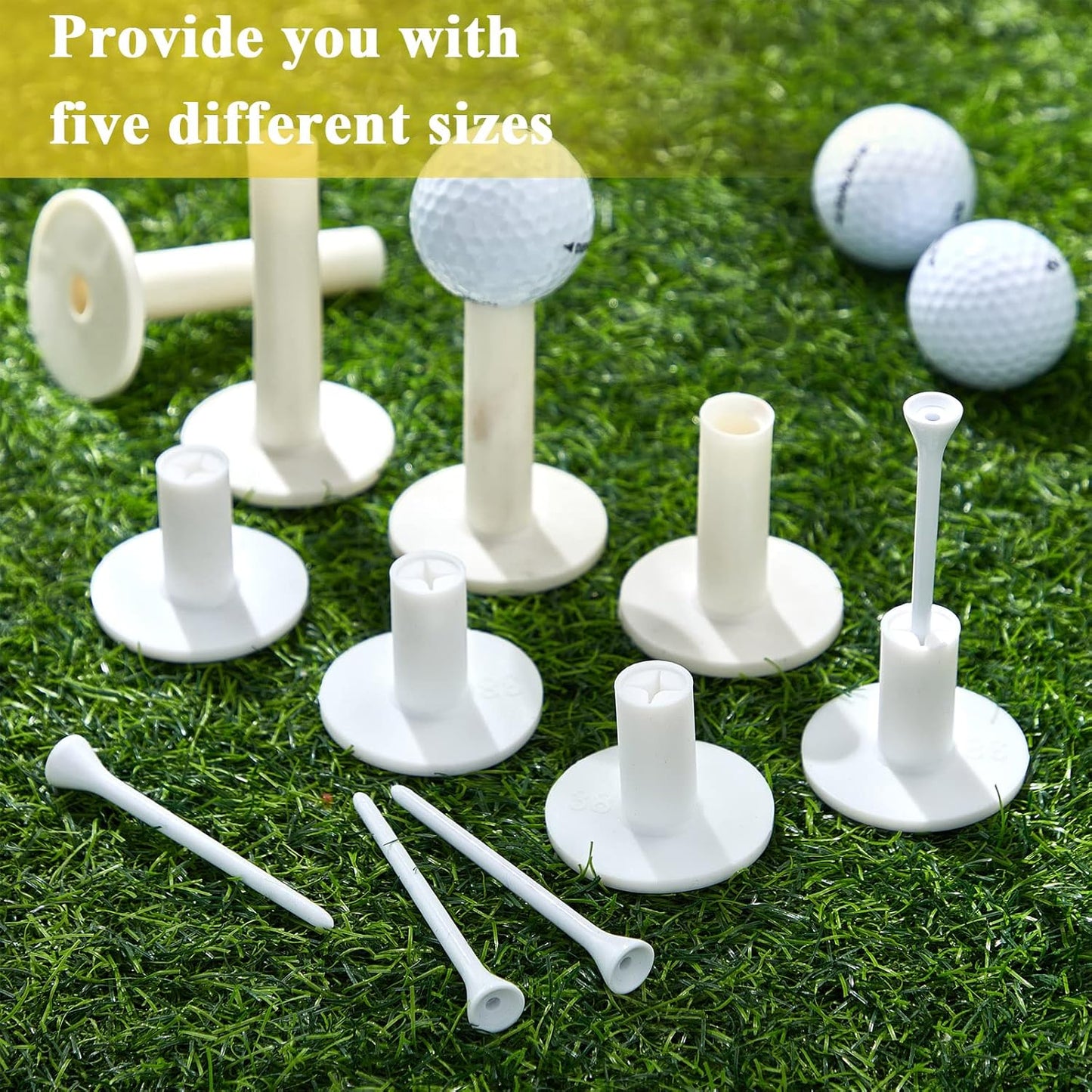 Sosation 23 Pieces Rubber Golf Tees Set Tees Holders for Driving Range Mats Value Rubber Ball Seat for Golf Hitting Mats and Indoor Outdoor Training Mixed Size 1.5 2.3 2.7 3.1 3.5 Inch
