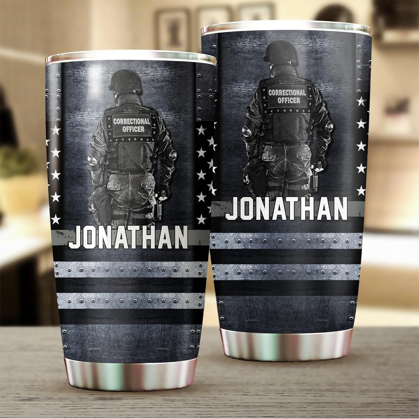 Correctional Officer Tumbler - Thin Silver Line Corrections American Flag, Thin Gray Line Corrections - Corrections Officer Gifts - Corrections Department Graduation Retirement Gifts - 20oz Tumbler