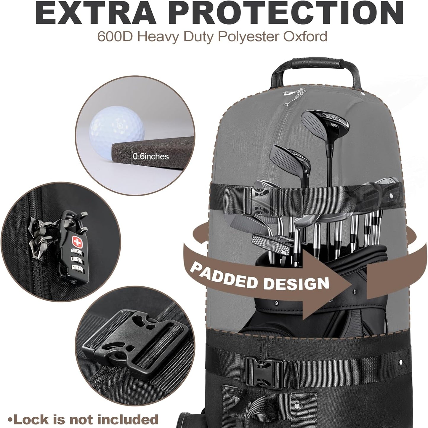 Himal Outdoors Golf Travel Bag - Heavy Duty 600D Polyester Oxford Wear-Resistant, Excellent Zipper Universal Size with Wheels, Soft-Sided Golf Club Travel Cover to Protect Clubs