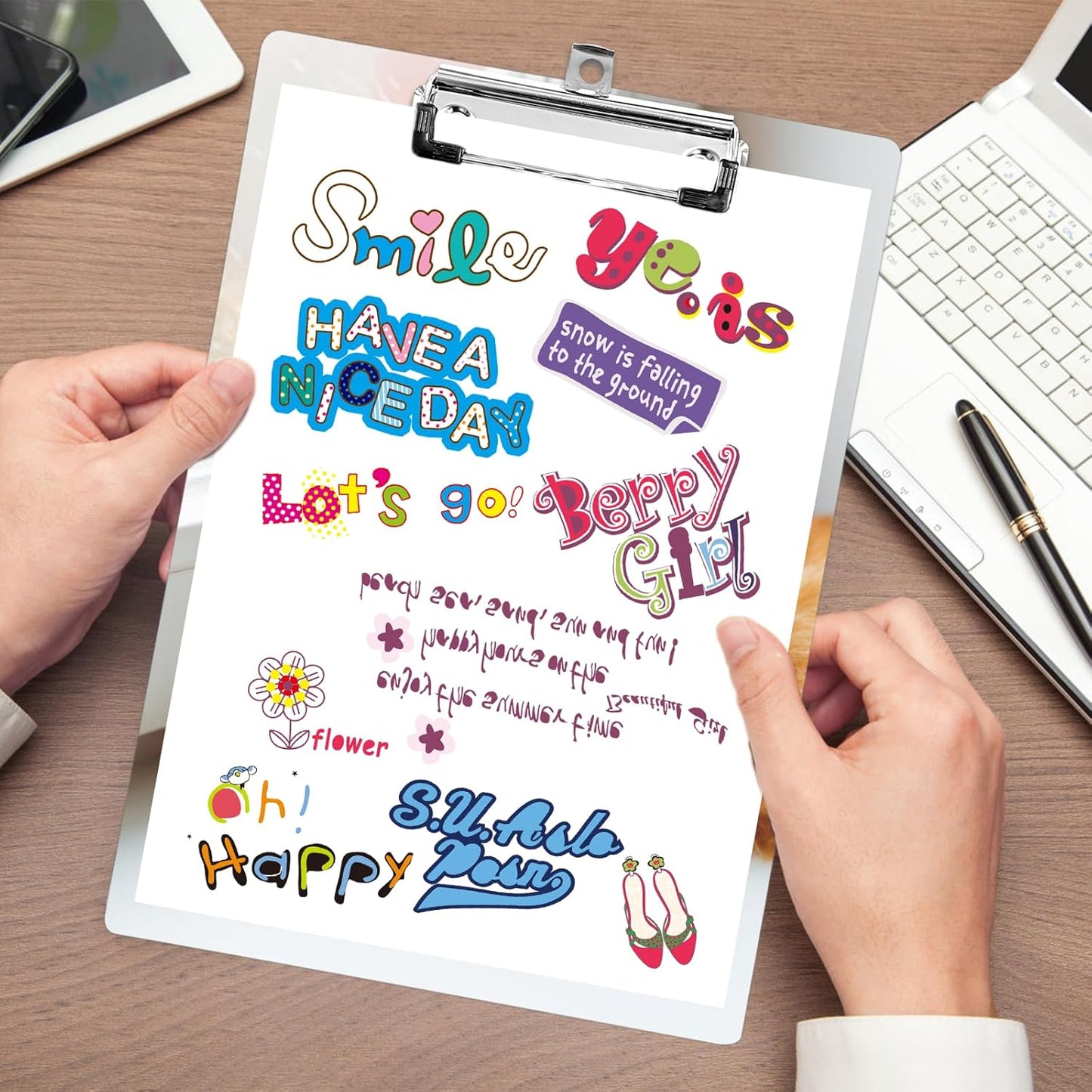 Plastic A4 Clipboards, Cute Fashion Clipboard Decorative, 12.2" x 8.7" Standard A4 Size Clipboards, Plastic Acrylic Clipboard for Teacher, Social Worker, Students,Women, Office Supplies(Cat)