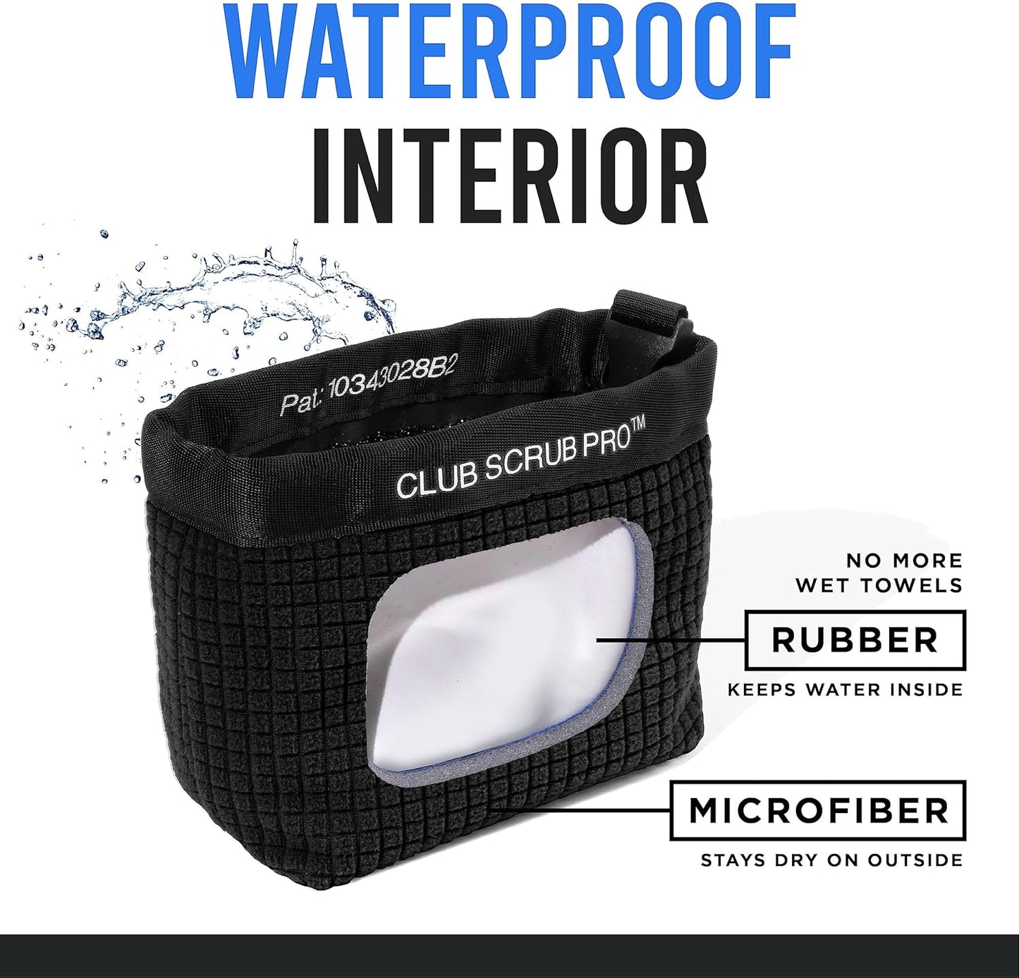 Club Scrub Golf Club and Golf Ball Cleaning Bag, Waterproof Clean Face Technology Liner, Detachable Clip, Machine Washable, Cleans Club Grooves, Dry Exterior (Neoprene or Microfiber Option Available)