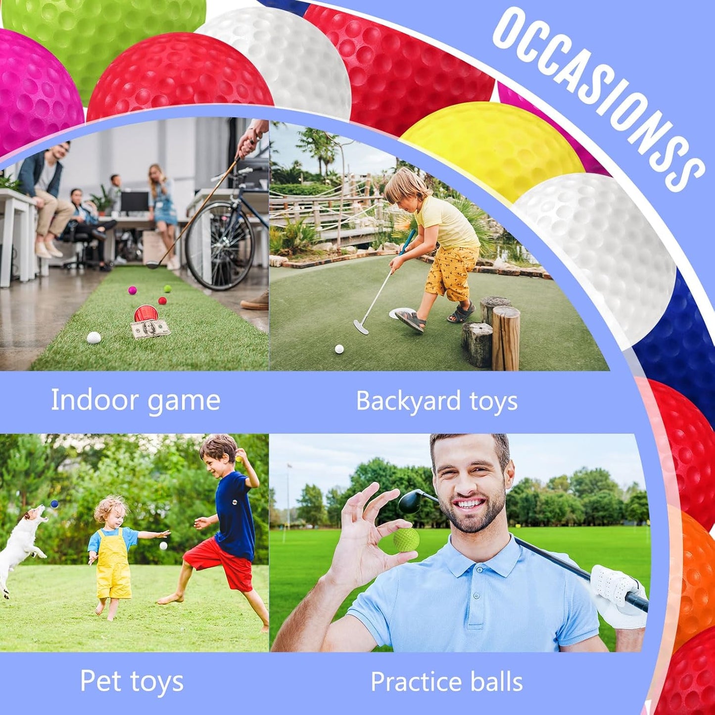 Junkin 80 Pcs Foam Golf Balls Rubber Practice Balls Realistic Feel and Flight Sport Training for Indoor or Outdoor Backyard Golf Training