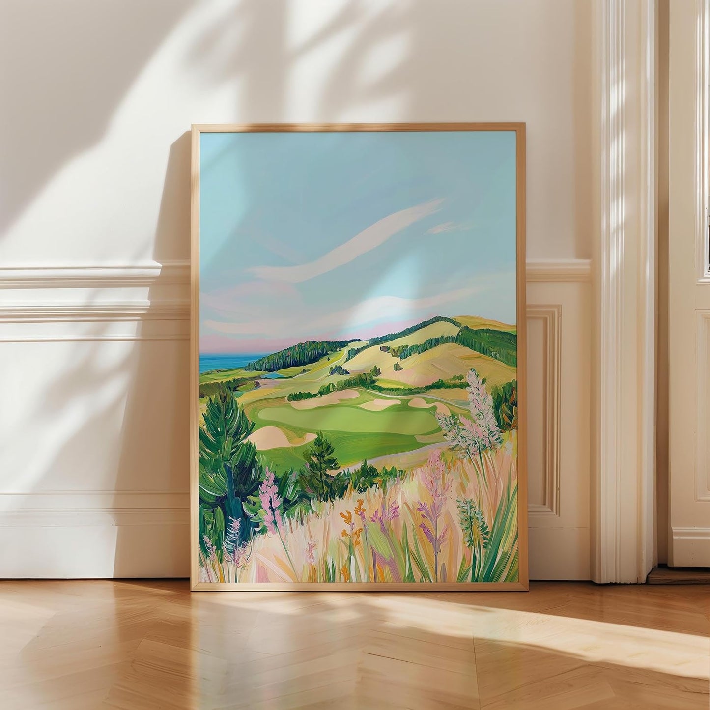 Golf Course Floral Pastel Art Print Posters - Premium Giclee Fine Art Prints - Golf Course Home Decor Posters, Golfer Art Prints for Home and Office Decor - Vintage Aesthetic, Ready to Frame