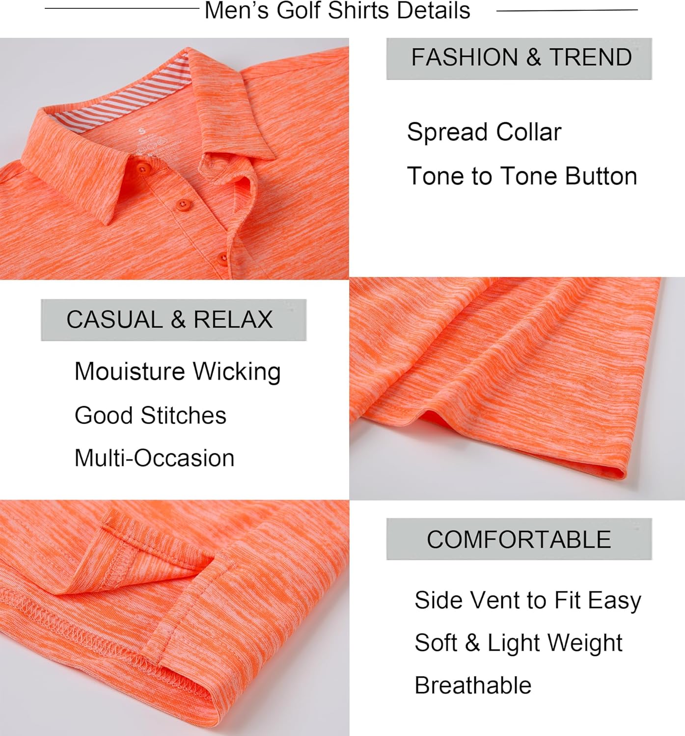 Alex Vando Mens Golf Shirt Moisture Wicking Quick-Dry Short Sleeve Casual Polo Shirts for Men