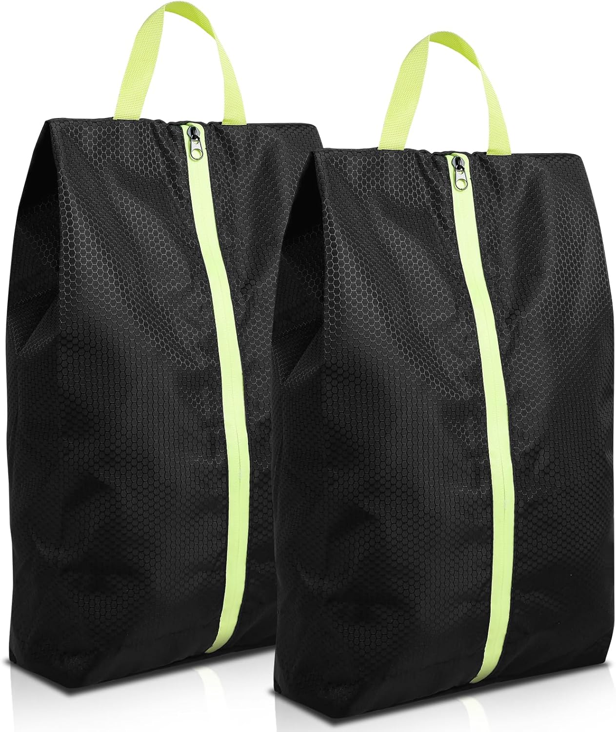 2 Pack Travel Shoe Bags, Soccer Cleat Bag Smell Proof for Sports, Water Resistant Odor Absorbing Golf Shoe Organizer for Sports Travel Work, Black