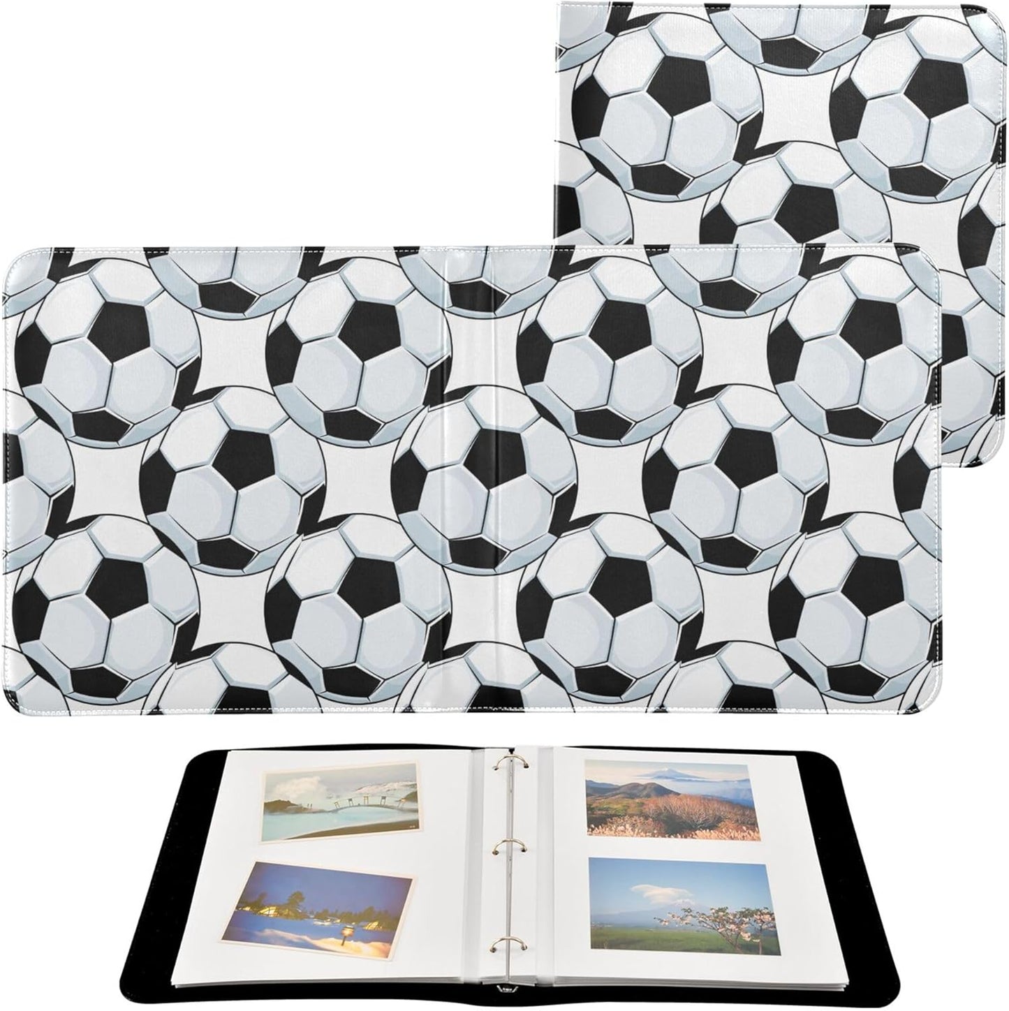 Fisyme Football Soccer Photo Album Self Adhesive DIY Scrapbook Album for 2x3 4x6 5x7 6x8 Pictures 20 Pages Memory Book for Family Wedding