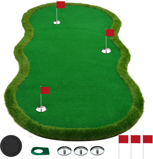 Nice C Putting Green Indoor, Putting Green, Golf Simulators for Home, Golf Putting Mat, Putting Mat Putting Green Outdoor, Challenge Putting Cup, 3 Holes, Flags, and Slope