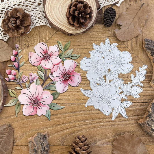 Flowers Metal Cutting Die for Scrapbooking - Cut Stencils for DIY Scrapbook Photo Album Decorative Paper Card, Card Making Supplies, Stencils & Crafting Die Cut (Peach Blossom 4.2 x 4.1 in)