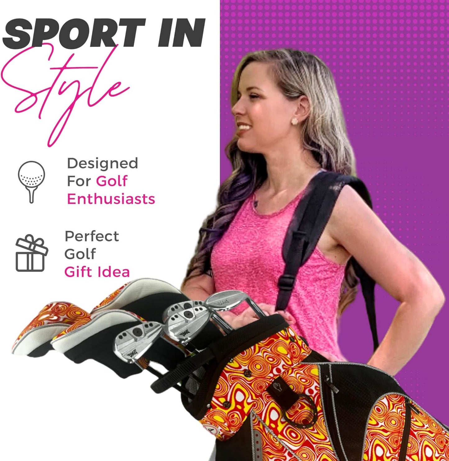 Taboo Fashions Monaco Golf Club Covers for Women - Numbered Golf Headcovers Set for Driver, Fairway and Hybrid Clubs - Weather Resistant, Pack of 4