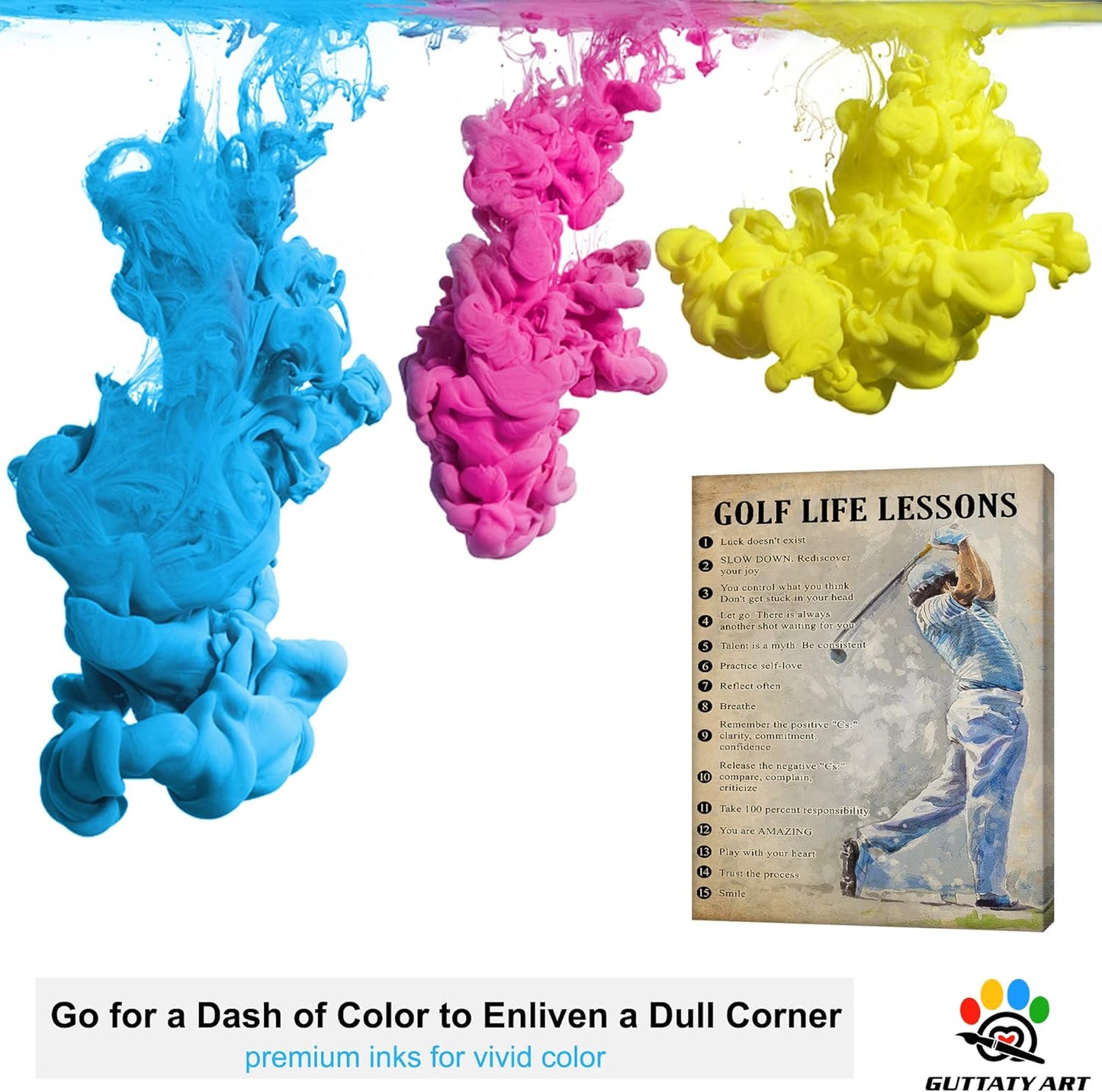 GUTTATY Golf Wall Art, Vintage Golf Pictures Posters Canvas Print Wall Decor for Golfer's Man Cave Home Ofice Ready to Hang (18x24 Inches)