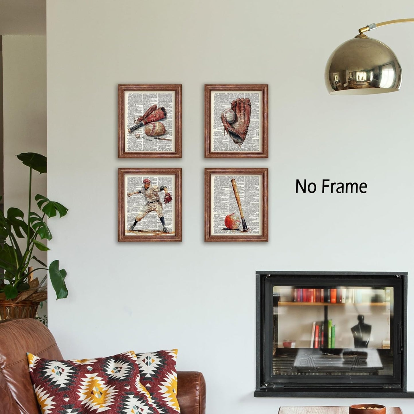 KSDUT Retro Baseball Wall Decor Art Set of 4 - Vintage Artwork Poster Prints Gym Club Wall Decor Baseball Gifts Wall Art for Office Games Sports Room Decorations - 8"x10" Unframed