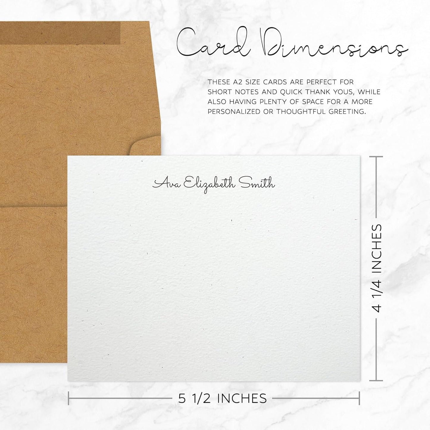 Personalized Note Cards – Custom Flat Stationery Set with Name – Personalized Thank You Cards – Elegant Personalized Stationery for Women (Ava Elizabeth)