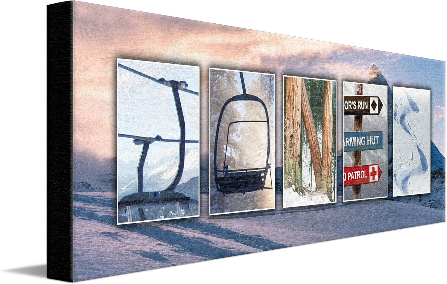 Personal-Prints SNOWBOARDING Personalized Name Art Gift | Customized for the Snowboard Instructor, Avid Boarder, or Team | Unique Photo Canvas Wall Art Décor (10"x30" Stretched Canvas)