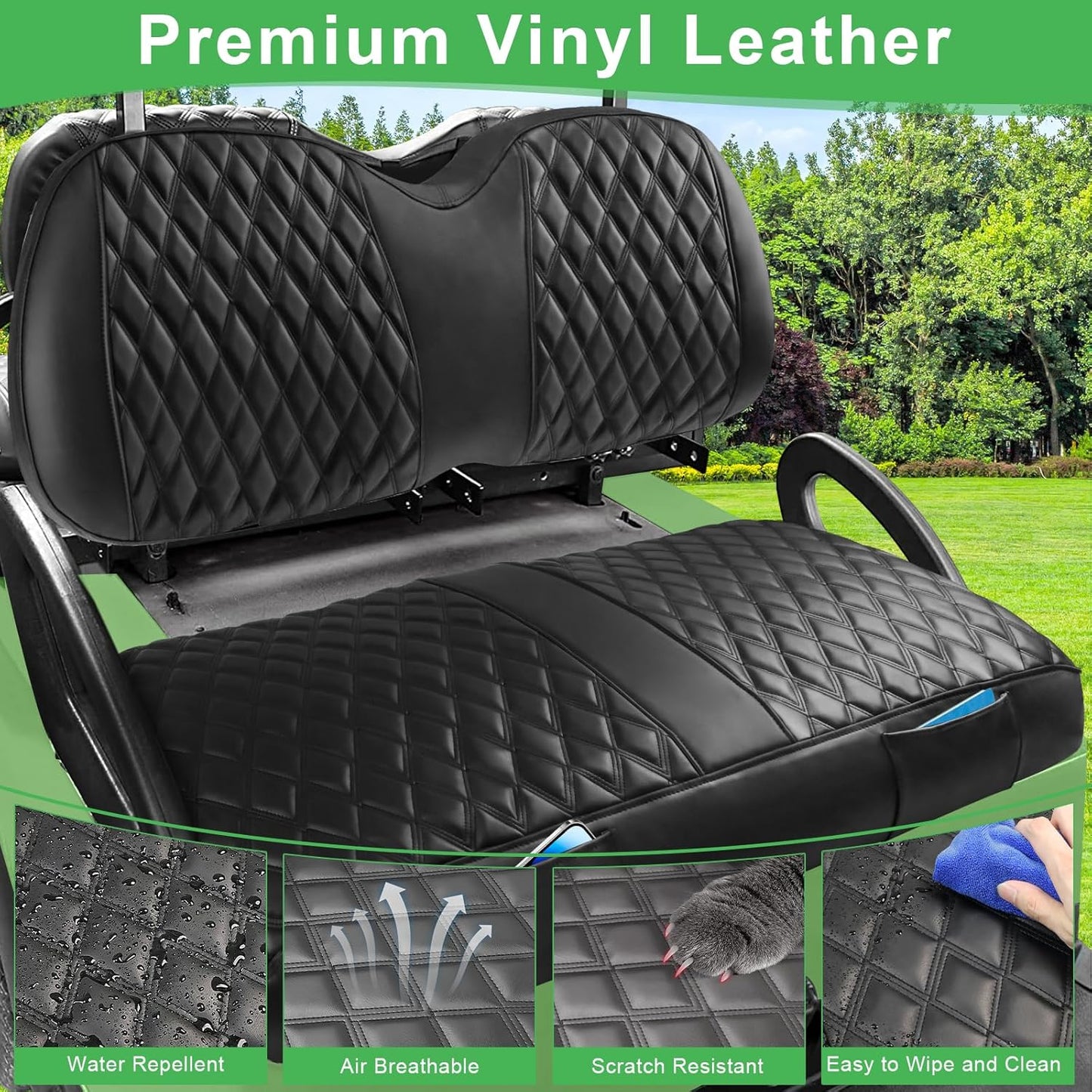 Club Car Precedent Seat Cover, Golf Cart Front Seat Covers Set Fit for Precedent 2004-Up/Tempo 2017-Up/Onward 2017-Up OEM Ordinary Seat Cushion, Thick Vinyl Leather Comfortable Breathable