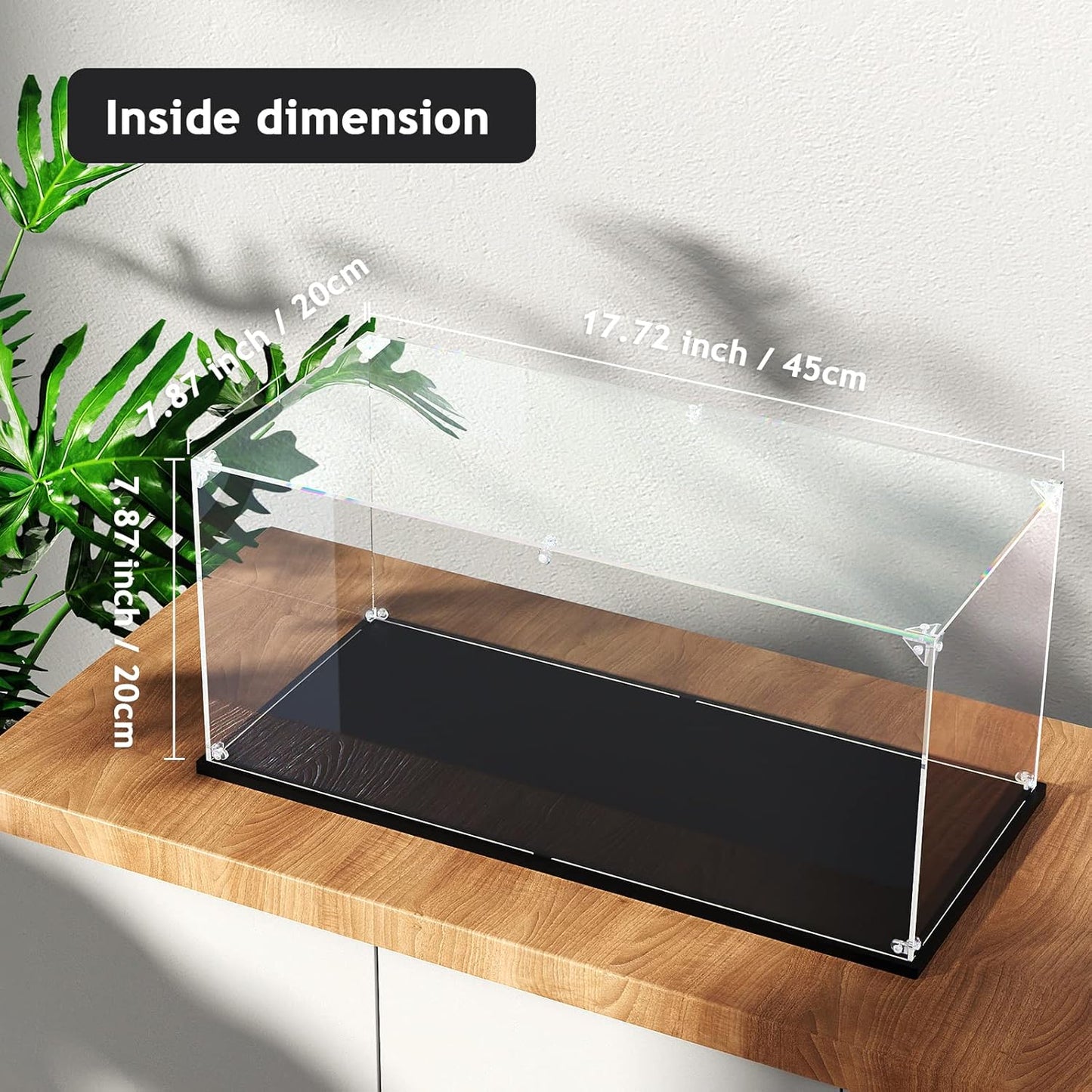 Clear Acrylic Display Case, Self-Assemble Showcase for Collectibles, Action Figures, Dolls, Toys - Alternative Glass Box for Commemorative Gifts (17.7x8x8 inch, 45x20x20 cm)