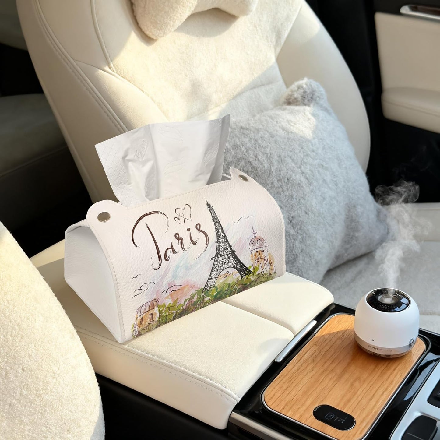 Paris Eiffel Tower Tissue Box Cover Holder – Rectangular Tissue Organizer, Decorative Napkin Box Case for Home, Office & Car