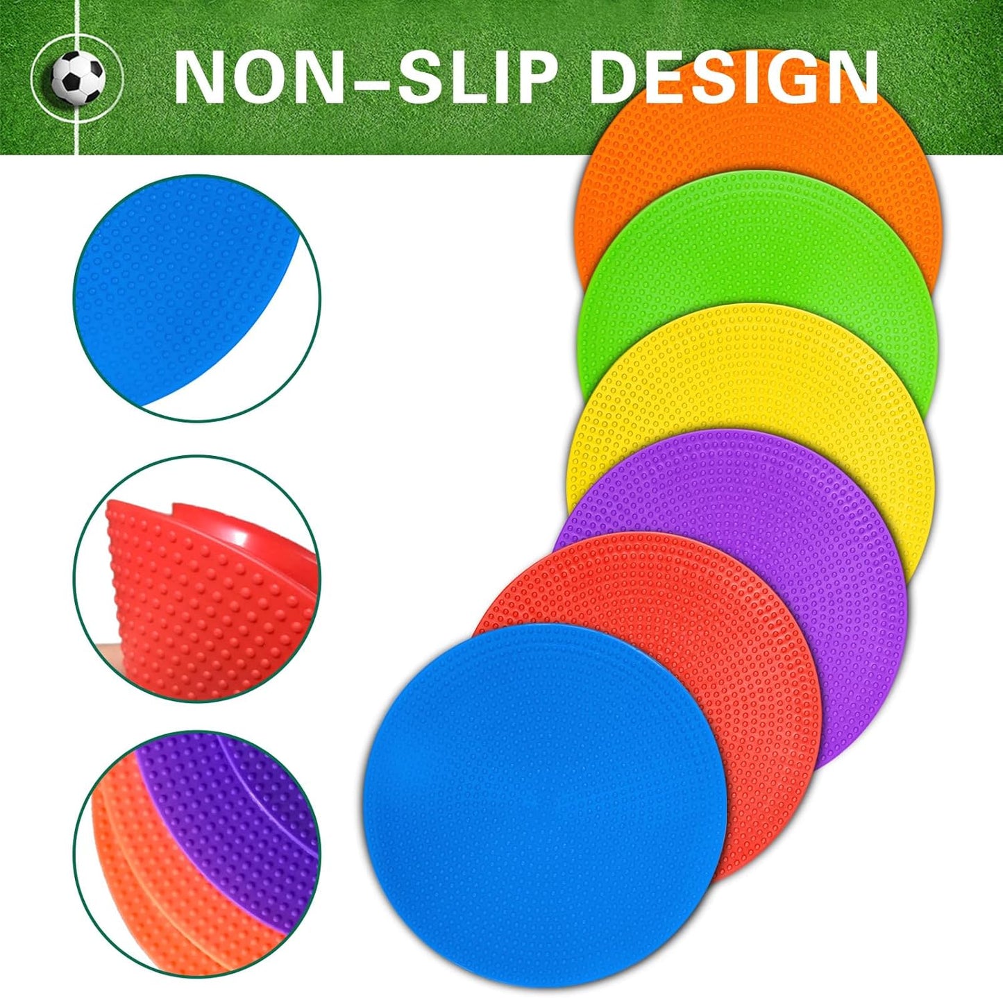 Poly Spot Markers 9 inch Non-Slip Rubber Agility Training Markers Floor Dots Flat Field Cones for Football, Soccer, Basketball, School Exercise Drills, Dance Practice