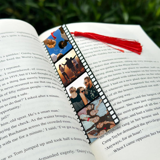 Custom Bookmarks with Tassel and Gift Box Metal Photo Bookmark Personalized with Picture and Text (4 Photos)