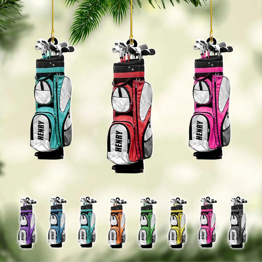 Personalized Golf Ornaments for Christmas Tree 2025 Custom Golf Christmas Ornament Golfing Bag Ornament Sports Golf Cart Ornaments Gift for Golfer Bag Golfing Lovers Hanging Decoration (G3)