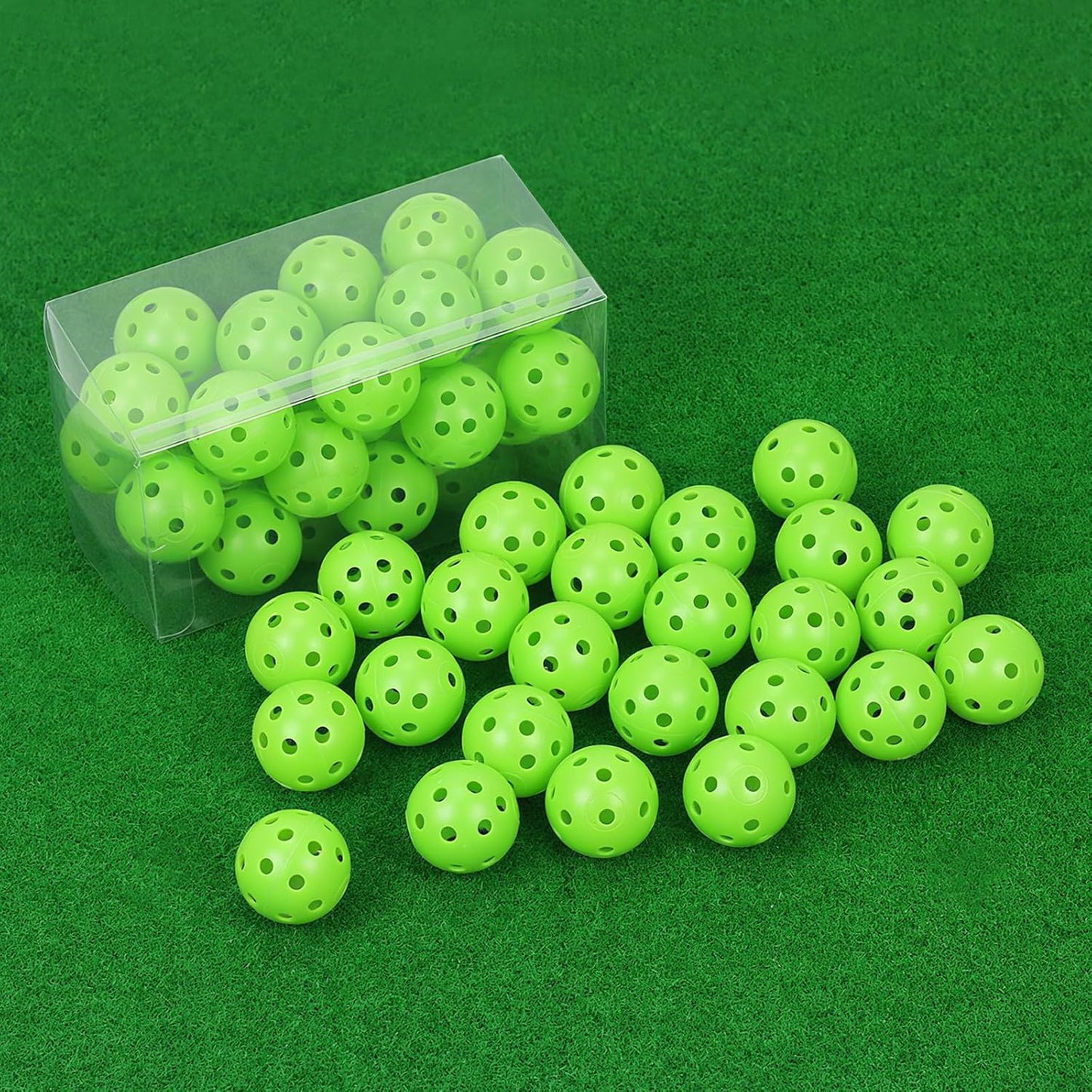 Plastic Golf Balls Practice Limited Flight Golf Training Ball Hollow Swing Practice Indoor Golf Balls with Mesh Drawstring Bag for Backyard Driving Range or Outdoor