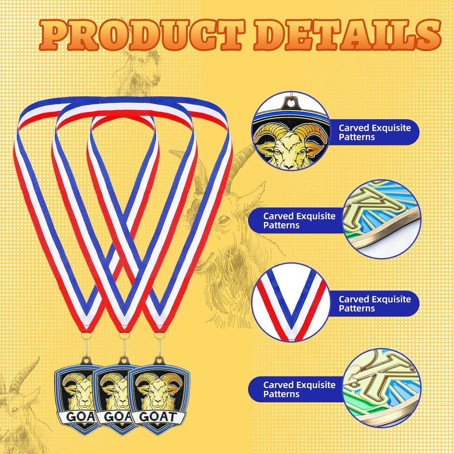 10/20 /30/40 Pcs Award Medals Bulk Sports Medals with Neck Ribbons 2.4 Inch Winner Award Trophy Prize Gift for Sports Themed Party Favors Tournaments School Match