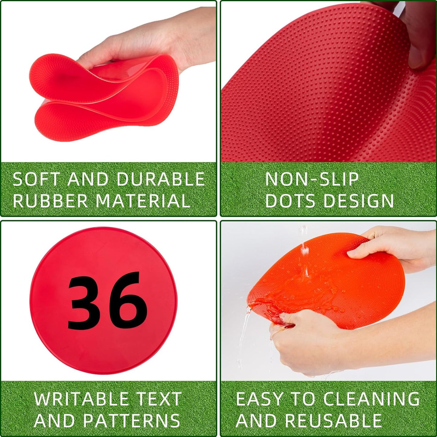 Spot Markers 18 Pcs 9 Inch 10 Inch Non Slip Rubber Agility Markers for Football, Basketball Training Markers,School Activities, Exercise Drills