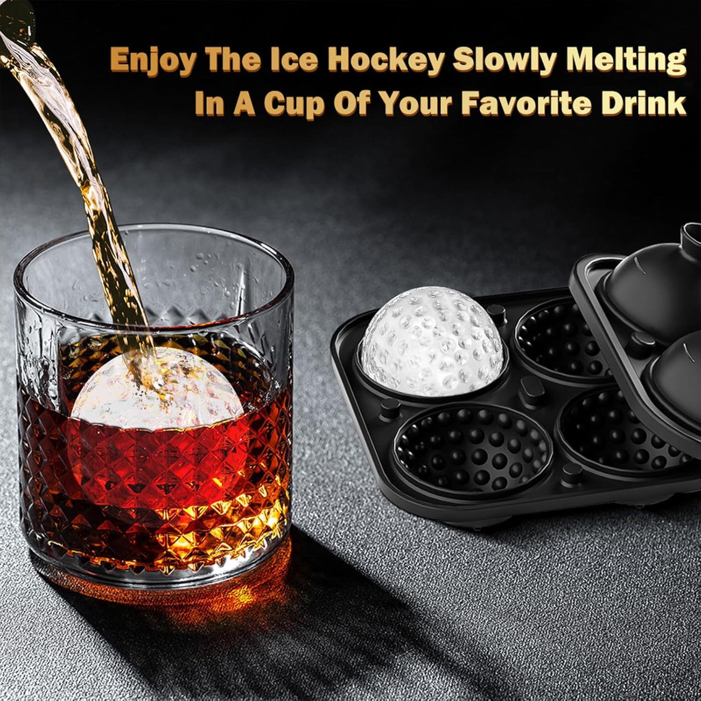 4 Pack Golf Ball Ice Cube Mold 2.1 Inch Large Silicone Golf Ball Ice Cube Mold Fun Shapes Craft Sphere Ice Molds Novelty Christmas Gifts for Men Women Cocktails, Bourbon, Brandy, Whiskey(4, Golf Ball)