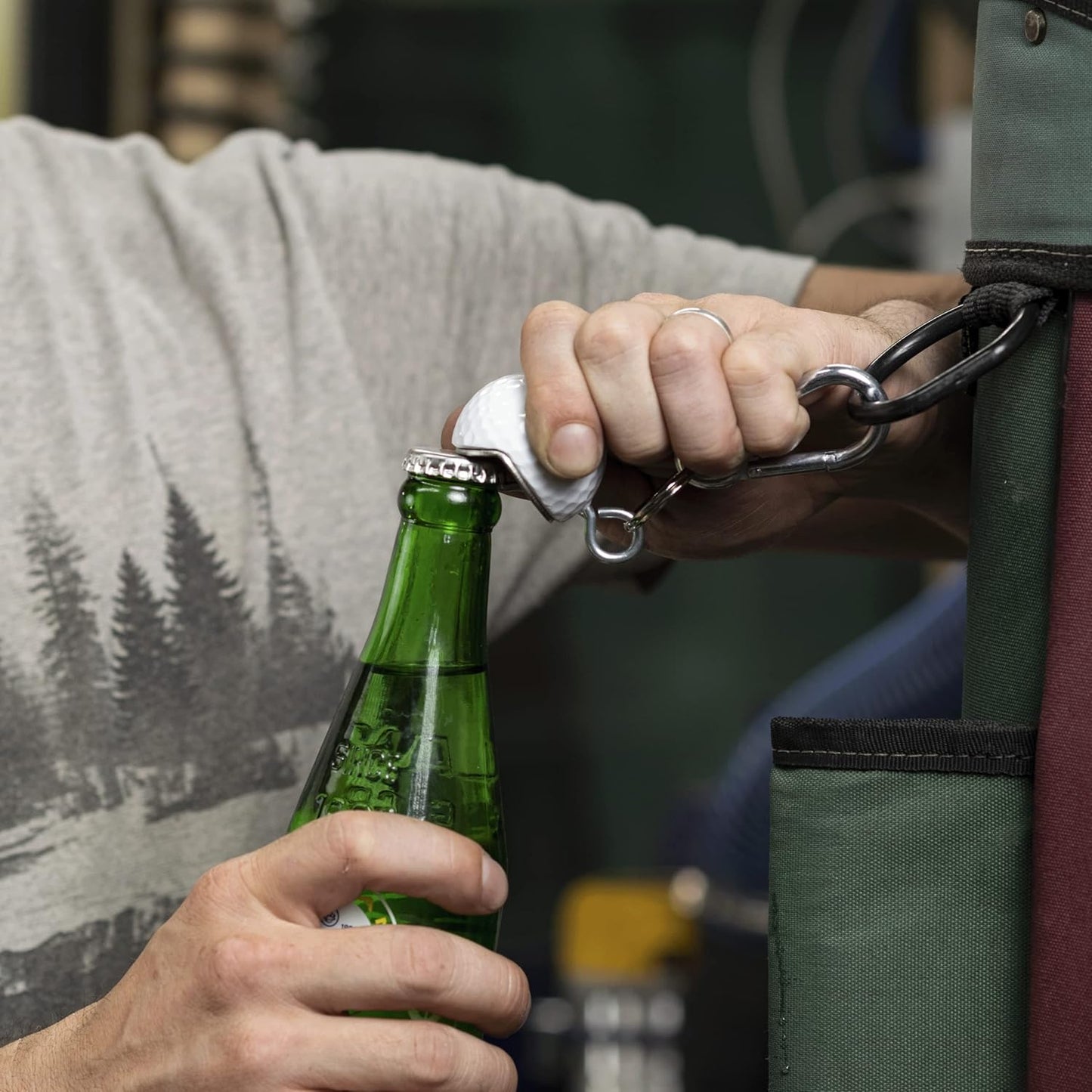 Golf Ball Bottle Opener made from Real Golf Ball, Keychain Bottle Opener Carabiner, Best Golf Gifts for Men Golf Gift Ideas