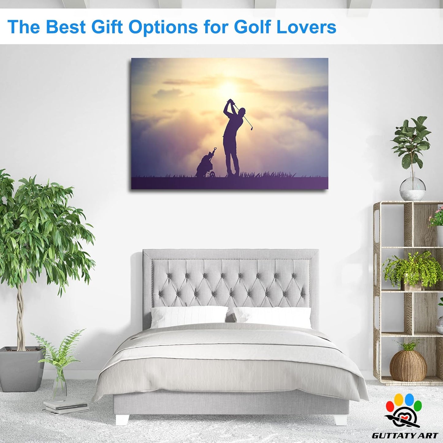 GUTTATY Golf Wall Art, Golf Pictures Posters Canvas Print Wall Decor for Golfer's Man Cave Home Ofice Ready to Hang (32x48 Inches)