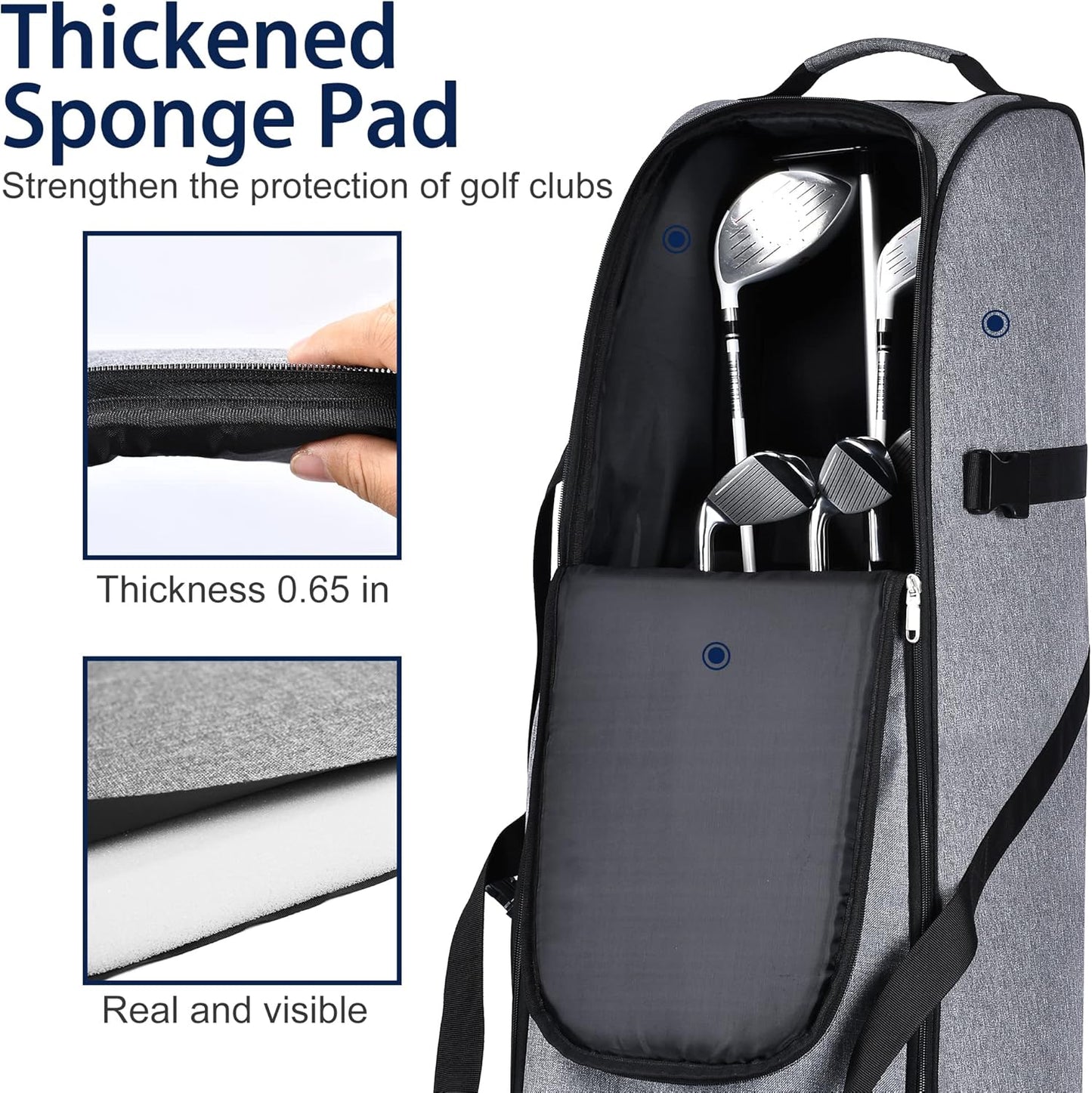 Partage Golf Travel Bag with Wheels,Golf Travel Case for Airlines -Black