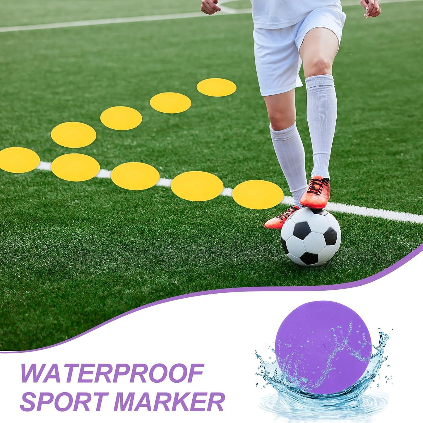 PATIKIL Spot Markers, Non-Slip Floor Dots Agility Markers Flat Field Cones Poly Dots for Gym PE Speed Training Dance Soccer Basketball Sports
