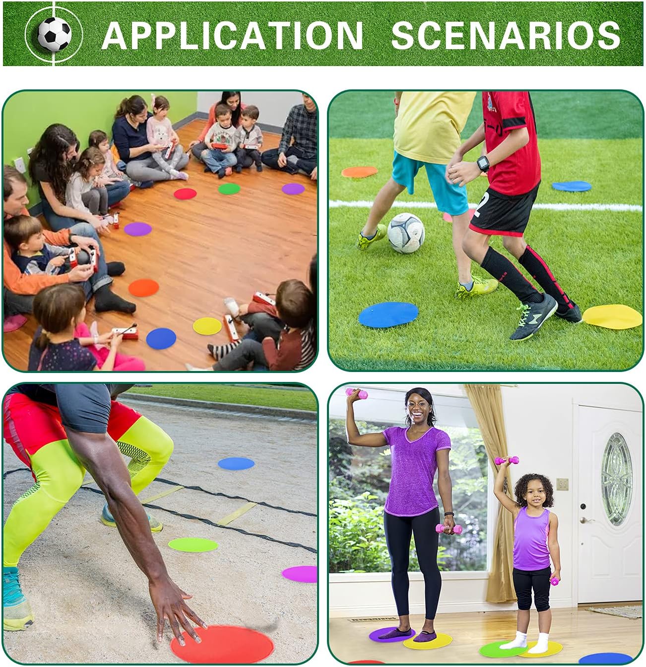 Spot Markers 9 Inch 10 Inch Non Slip Rubber Floor Markers Flat Field Cones Poly Dots for Soccer Basketball Sports Speed Agility Training and Drills