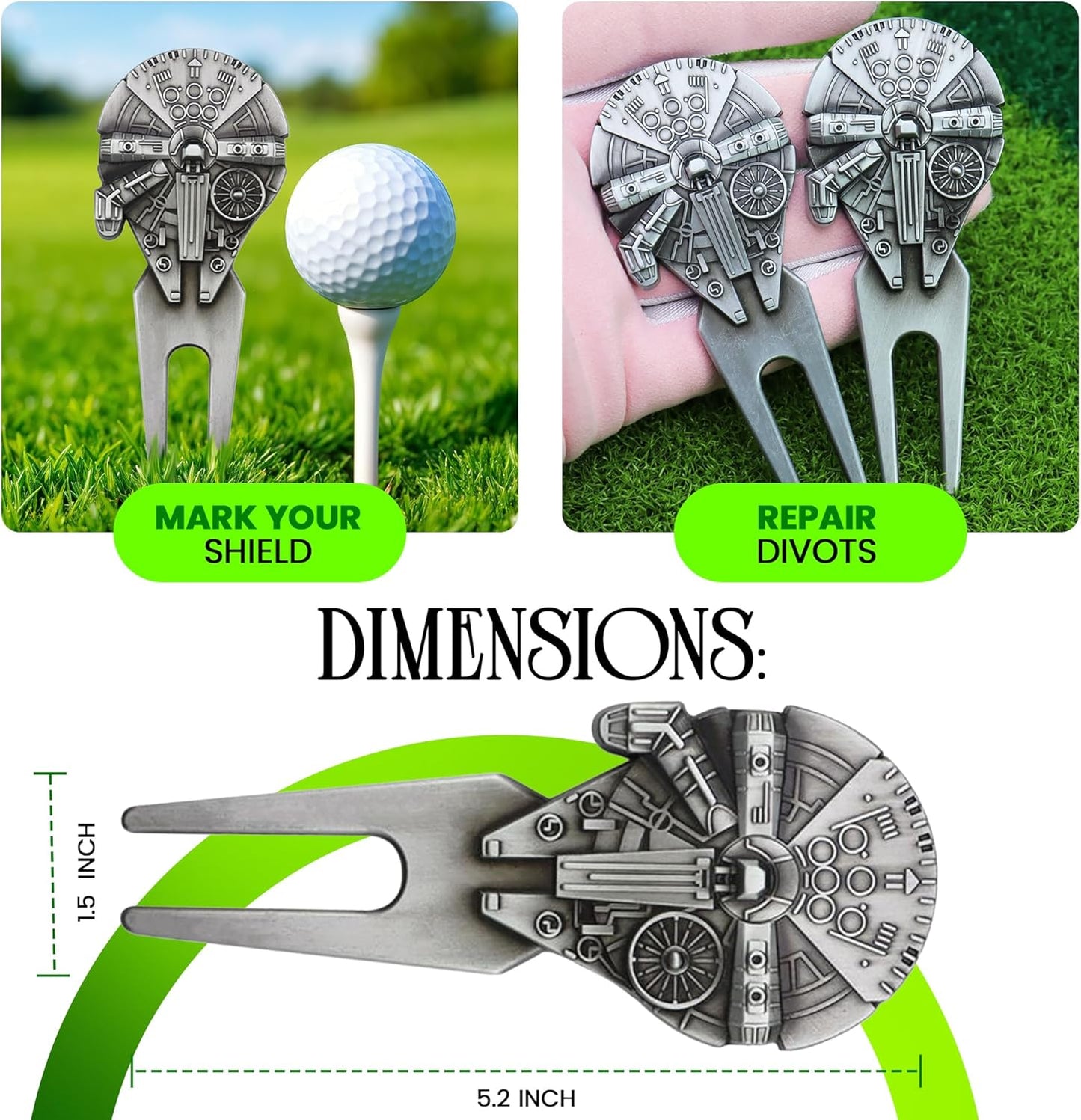 K9King Premium Golf Divot Repair Tool and Ball Marker with Magnetic Hat Clip - Premium Golf Accessories for Enhanced Golfing Fun - Falcon Golf Divot Tool for Golfers - Groove Cleaner