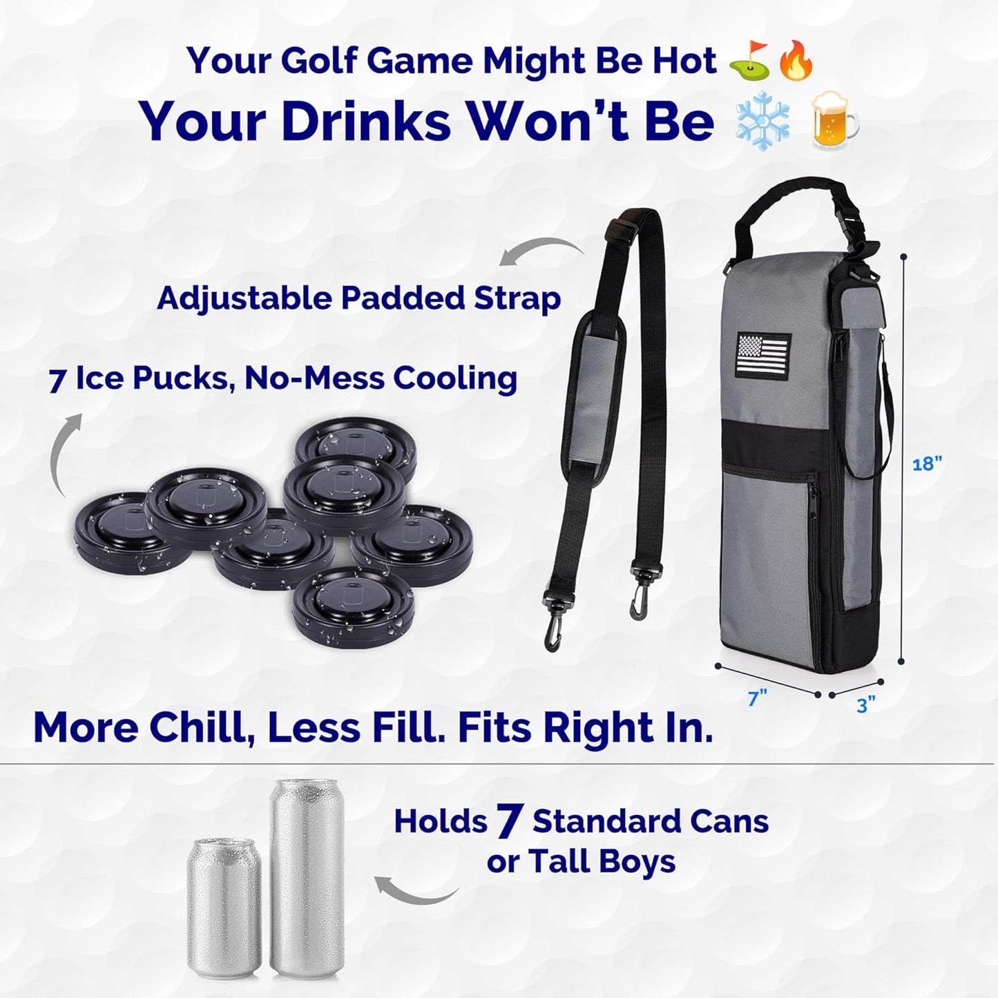 9 Can Insulated Golf Beer Sleeve with 7 Ice Pack Coolers - 8mm Thick Insulation Keeps Drinks Cold and Leak Proof Zipper – Customer-Favorite Golfing Gifts & Golf Bag Accessories