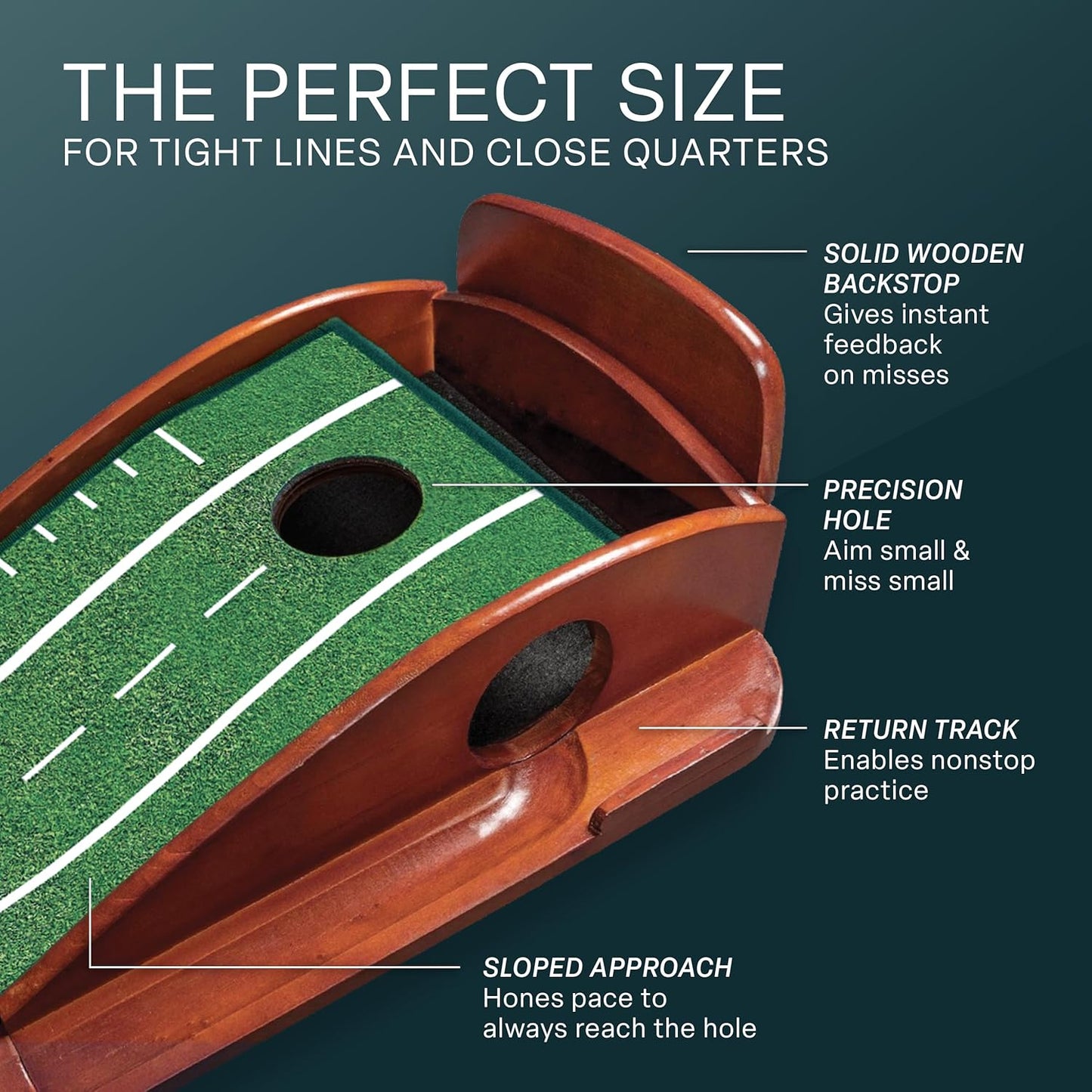 Perfect Practice Golf Putting Mat - Portable Putting Green, Indoor & Outdoor Practice, with Ball Return - Golf Training Aid for Home, Office, Backyard - Golfing Gifts for Men