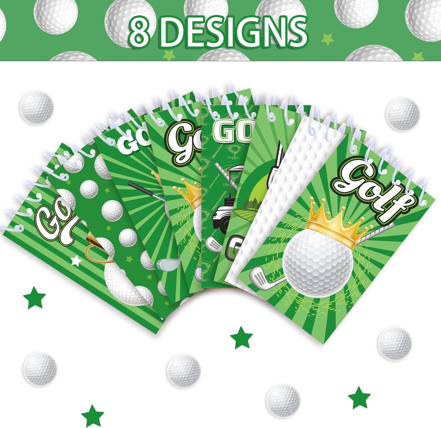 24 Pcs Mini Golf Themed Notepads Sports Ball Party Favors Sports Ball Spiral Pocket Notepads Goodie Bag Stuffers Notepads Spiral Mini Notebooks for Teens Teacher Classroom Reward