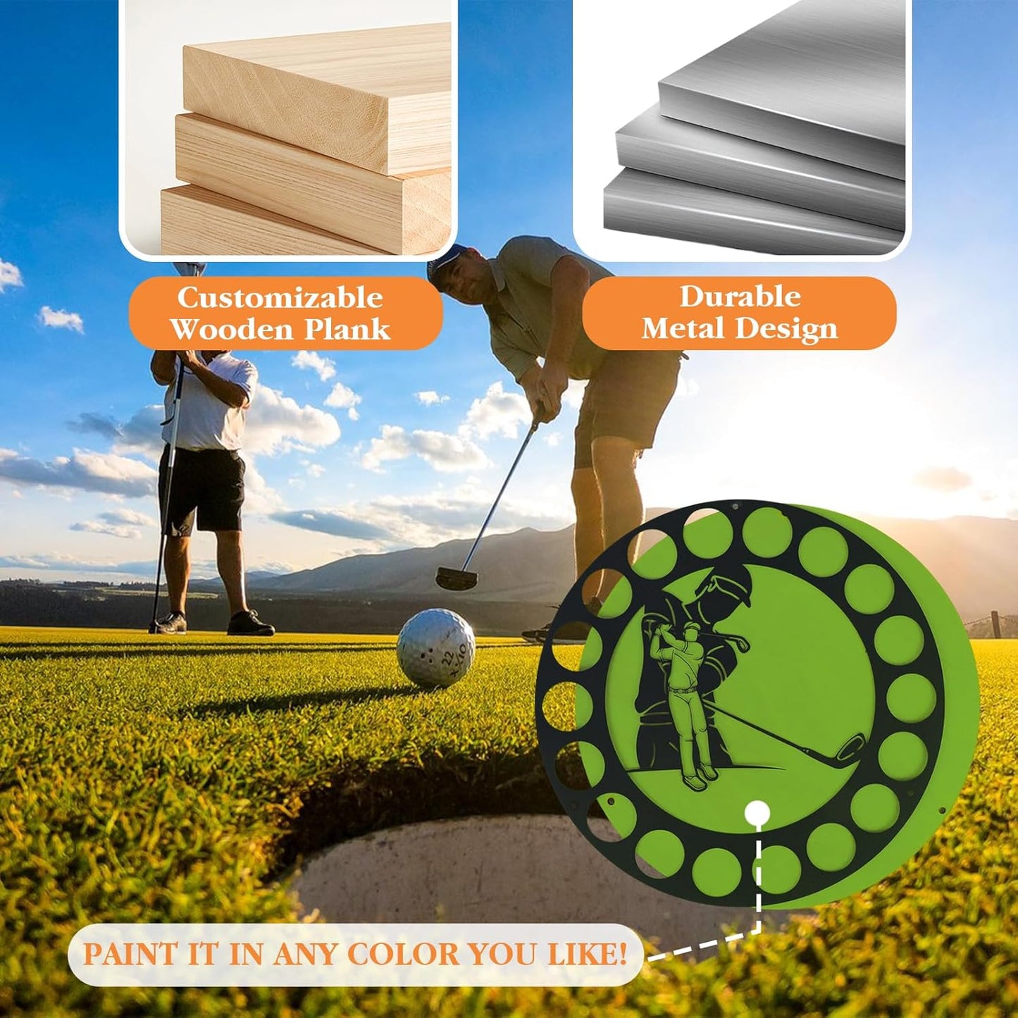 Golf Ball Display Case Wall Mounted Golf Ball Display Holder 13.75 inch Round Golf Ball Case Display Golf Ball Display Stand for Display & Decor for Enthusiasts Collectors, Can Holds 18 Balls