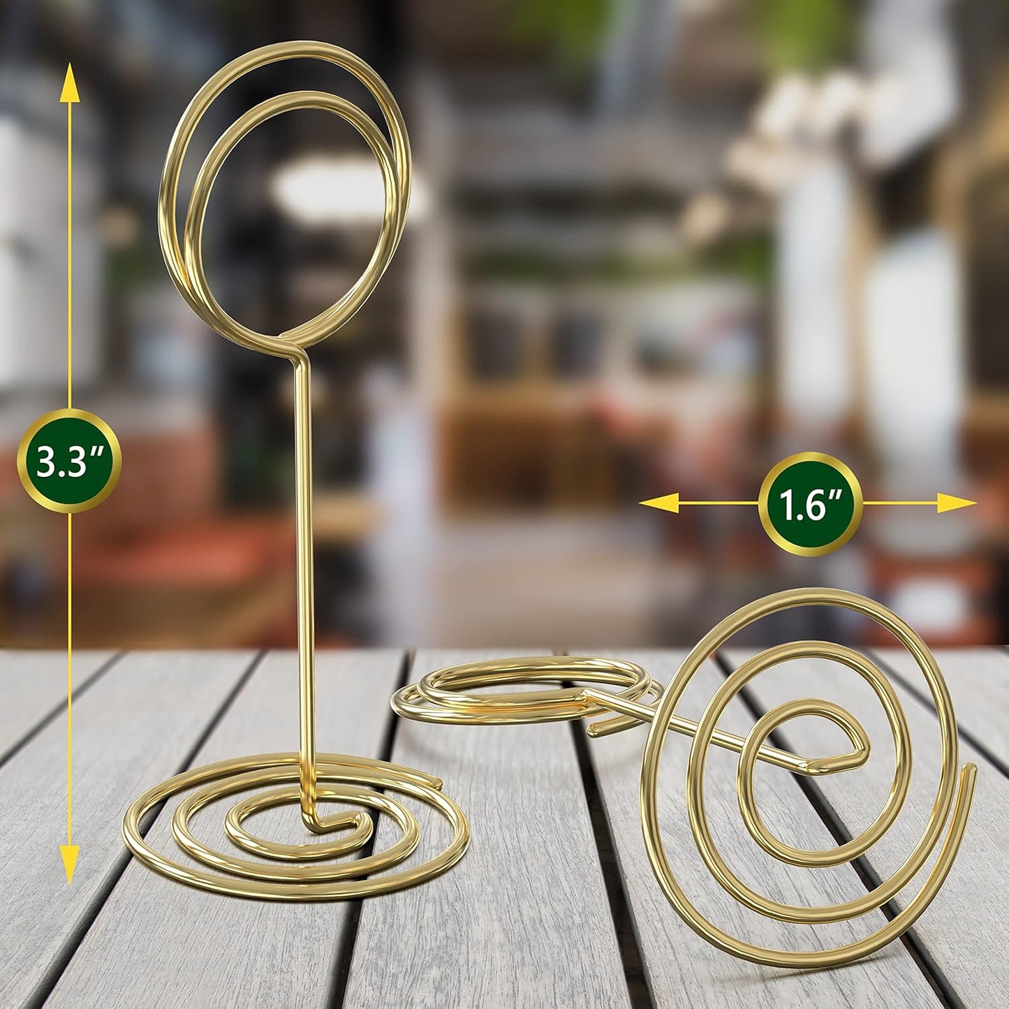 10 Pack Gold Table Number Holders - Place Card Holders for Signs - Photo Holders for Centerpieces Weddings - Photo Stand Clip - Picture Holder for Tables - Wire Food Signs Restaurant Setting Cards